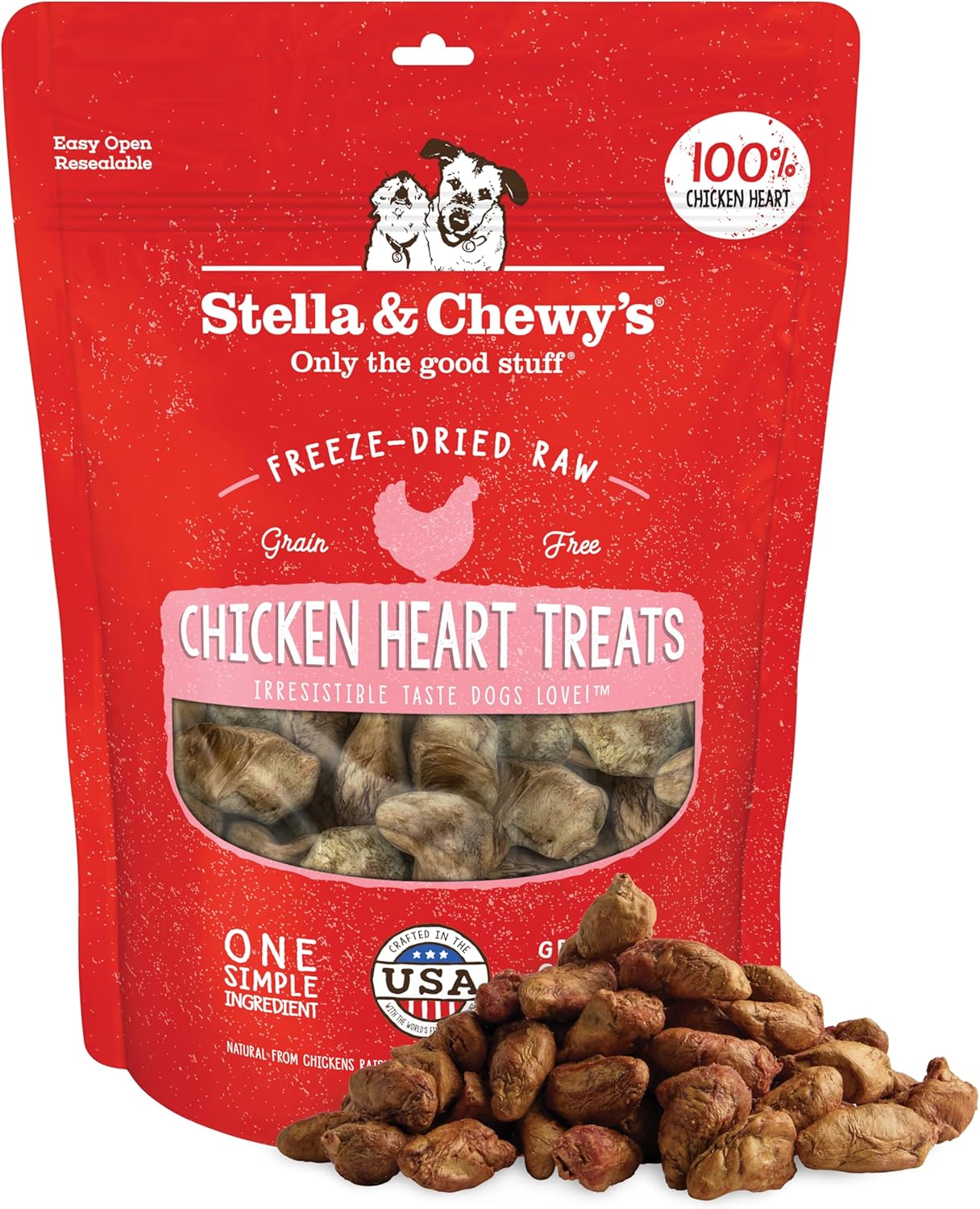 Stella & Chewy's Freeze-Dried Raw Lamb Heart Dog Treats - Single Ingredient, No Additives - Premium Training Treats - Perfect For Picky Eaters - 3oz Bag