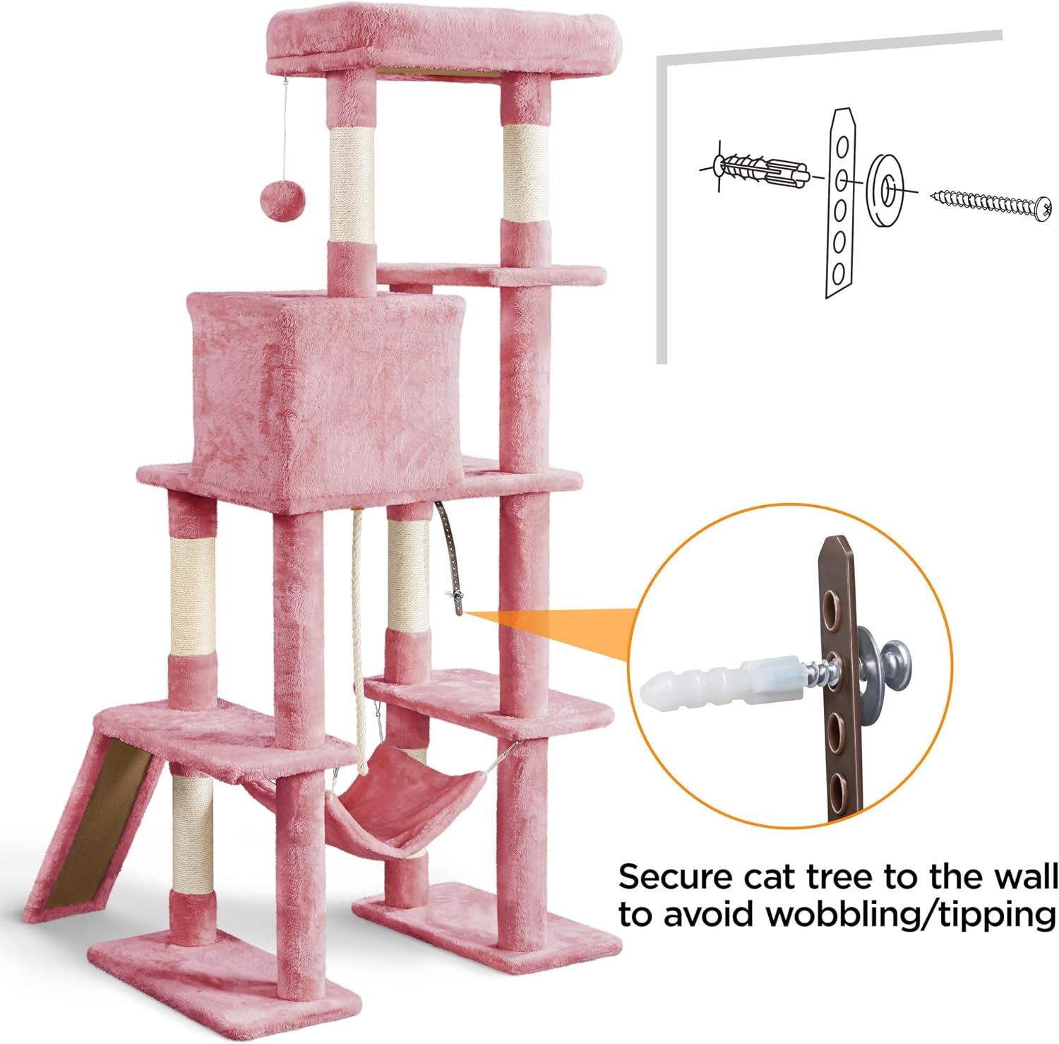 Yaheetech 63in Sturdy Large Cat Tree for Indoor Heavy Cats, Tall Tower