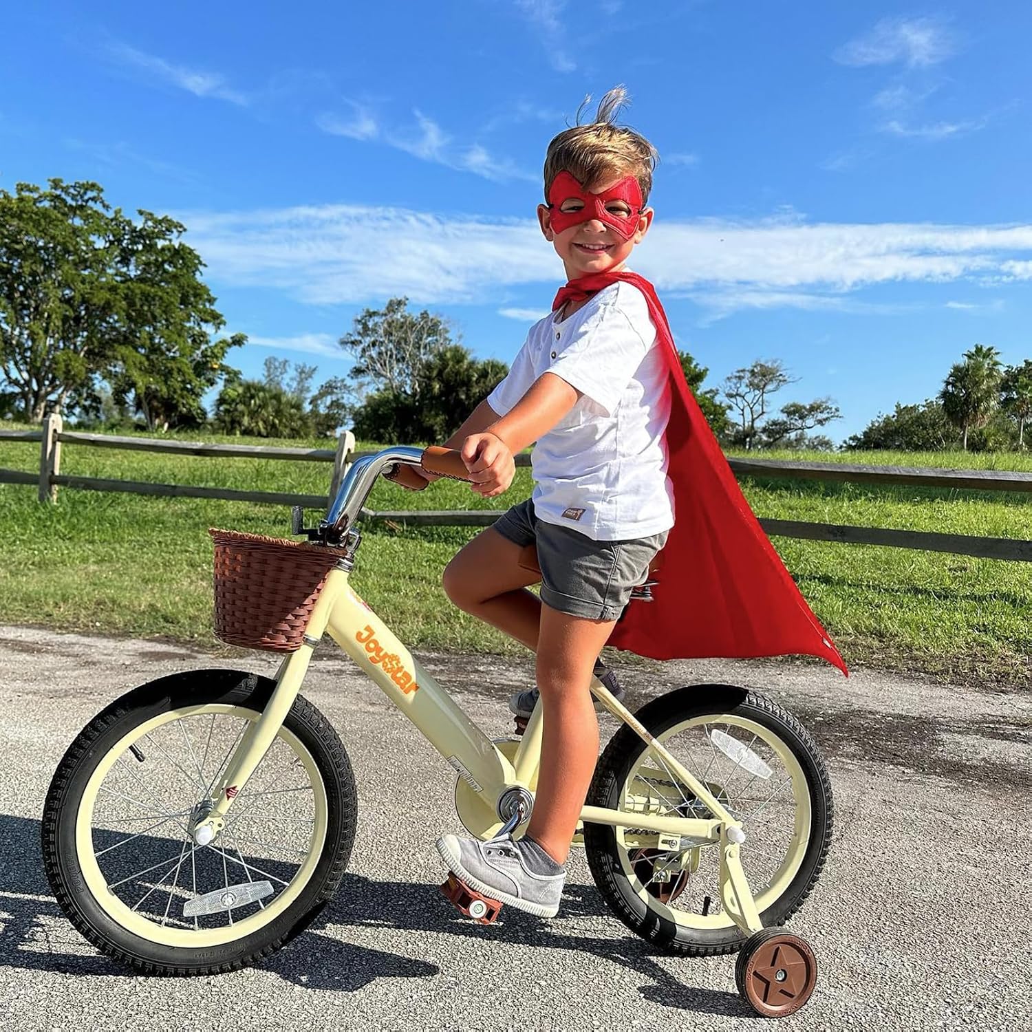 JOYSTAR 12-16" Vintage Kids Bike Ages 2-7Y, Training Wheels/Basket