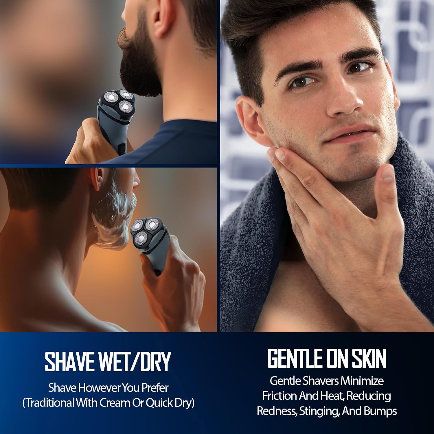 Barbasol Rotary Shaver, Rechargeable Electric Rotary Shaver with Stainless Steel Blades, Pop-Up Trimmer, Wireless Cordless Electric Razor, Close Shave