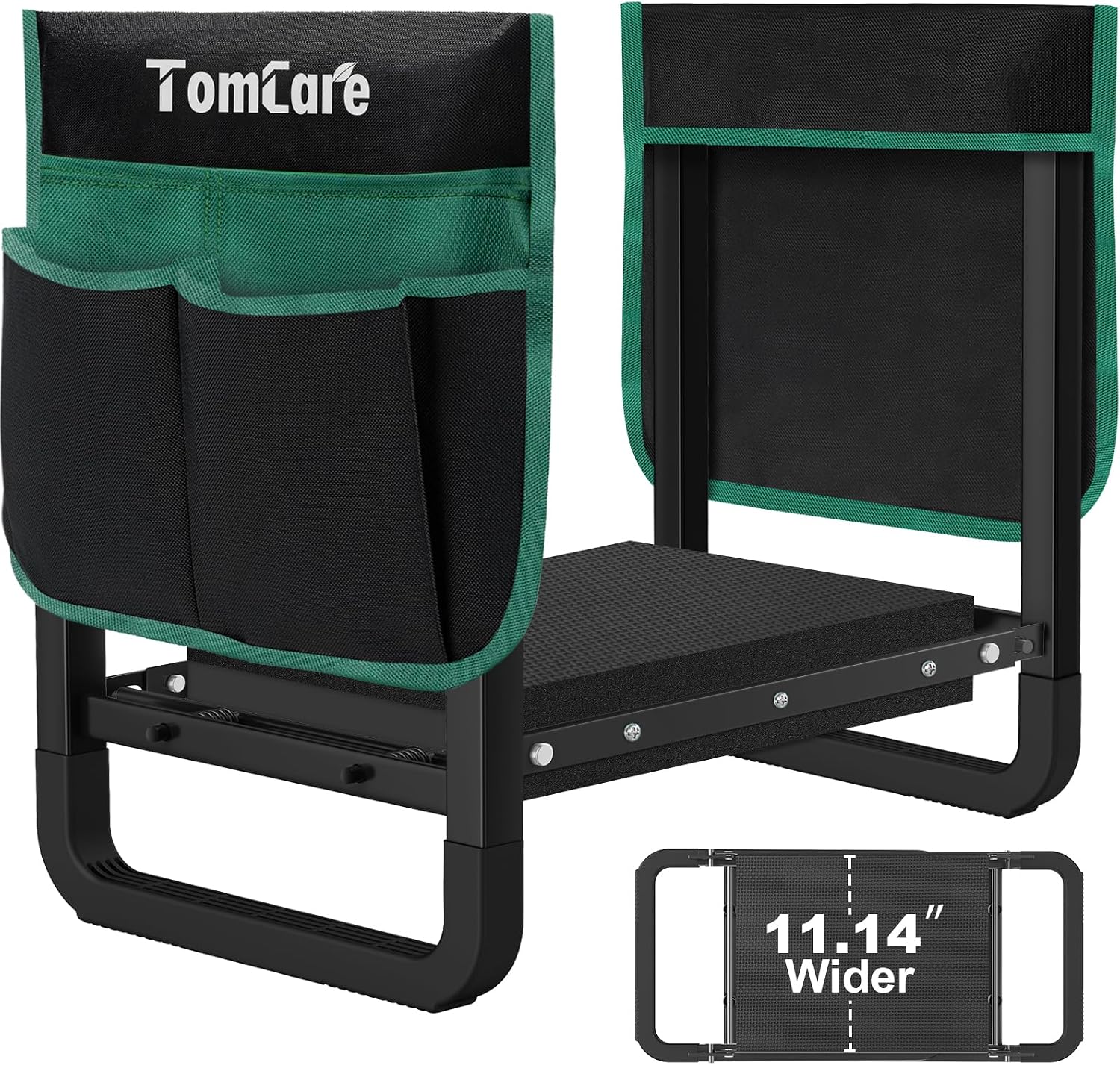 TomCare Garden Kneeler and Seat, 11.12" Kneeling Pad Sturdy Garden Bench | Heavy Duty Garden Stool, 450 lbs Load Capacity, 2 Tool Pouches, Foldable Design, Gardening Gift for Women, Men and Gardeners