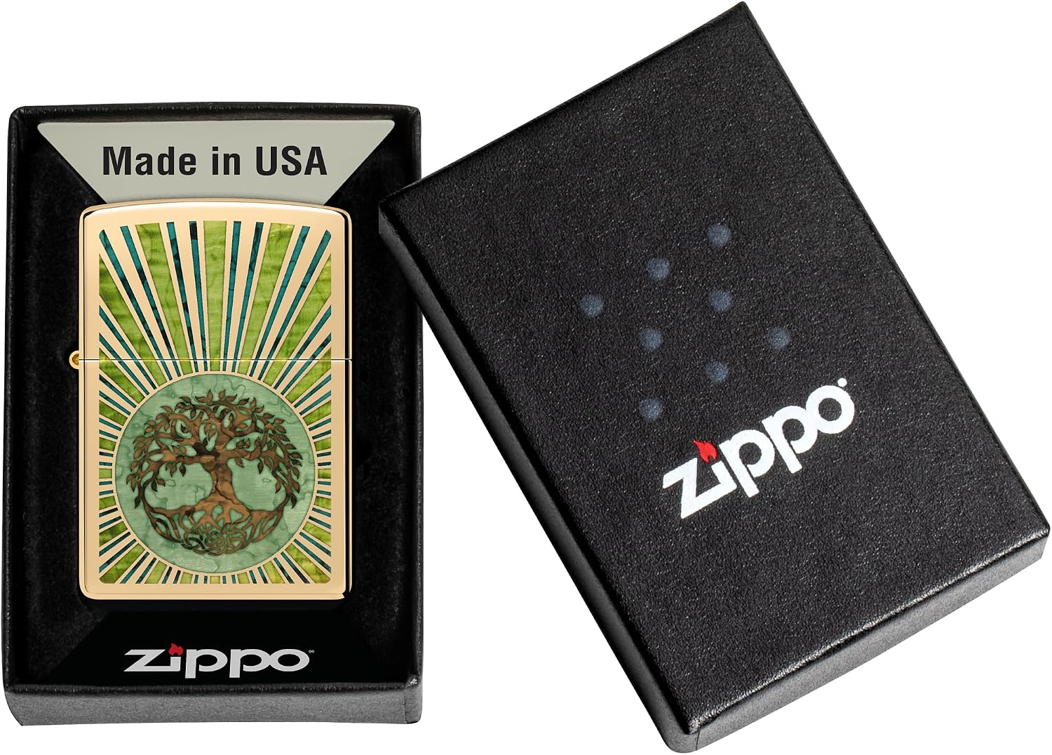 Zippo Tree of Life Pocket Lighter - Refillable Flip-Top Windproof Lighters - Spiritual and Symbolic Design Pocket Lighters - Luxury Metal Lighter Made in USA