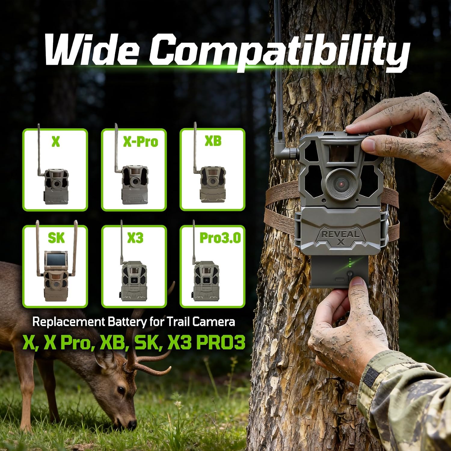 Tactacam Lithium Battery Pack, Compatible with Tactacam Reveal Trail Cameras, 4-Pack Rechargeable Batteries Kit with Charger Station for Hunting & Outdoor Surveillance