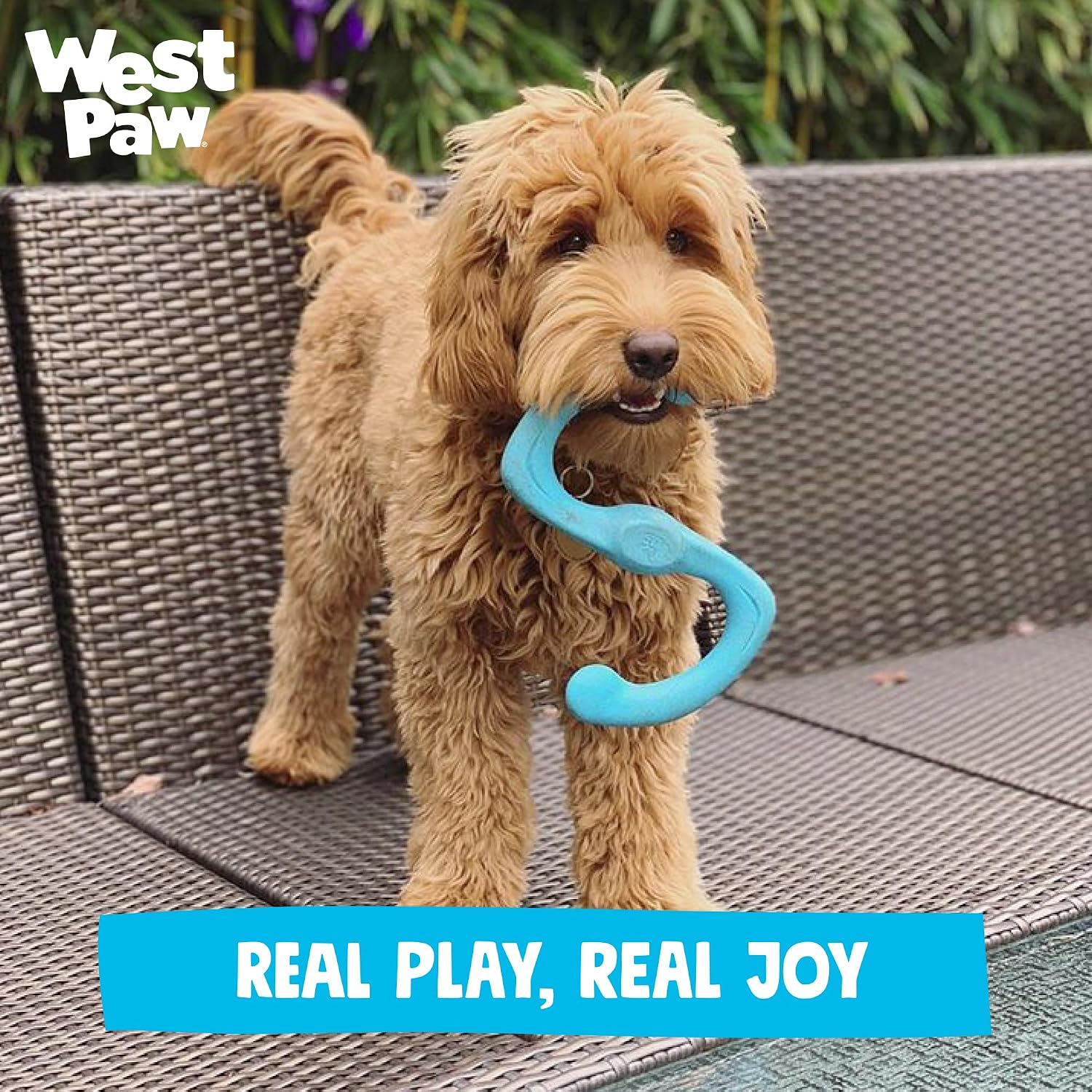 WEST PAW Zogoflex Bumi Dog Tug Toy – S-Shaped, Lightweight Chew Toys for Fetch, Play, Pet Exercise – Tug of War Soft Flinging Squishy Chewy Toy for Dogs – Guaranteed, Latex-Free, Small 8", Aqua Blue