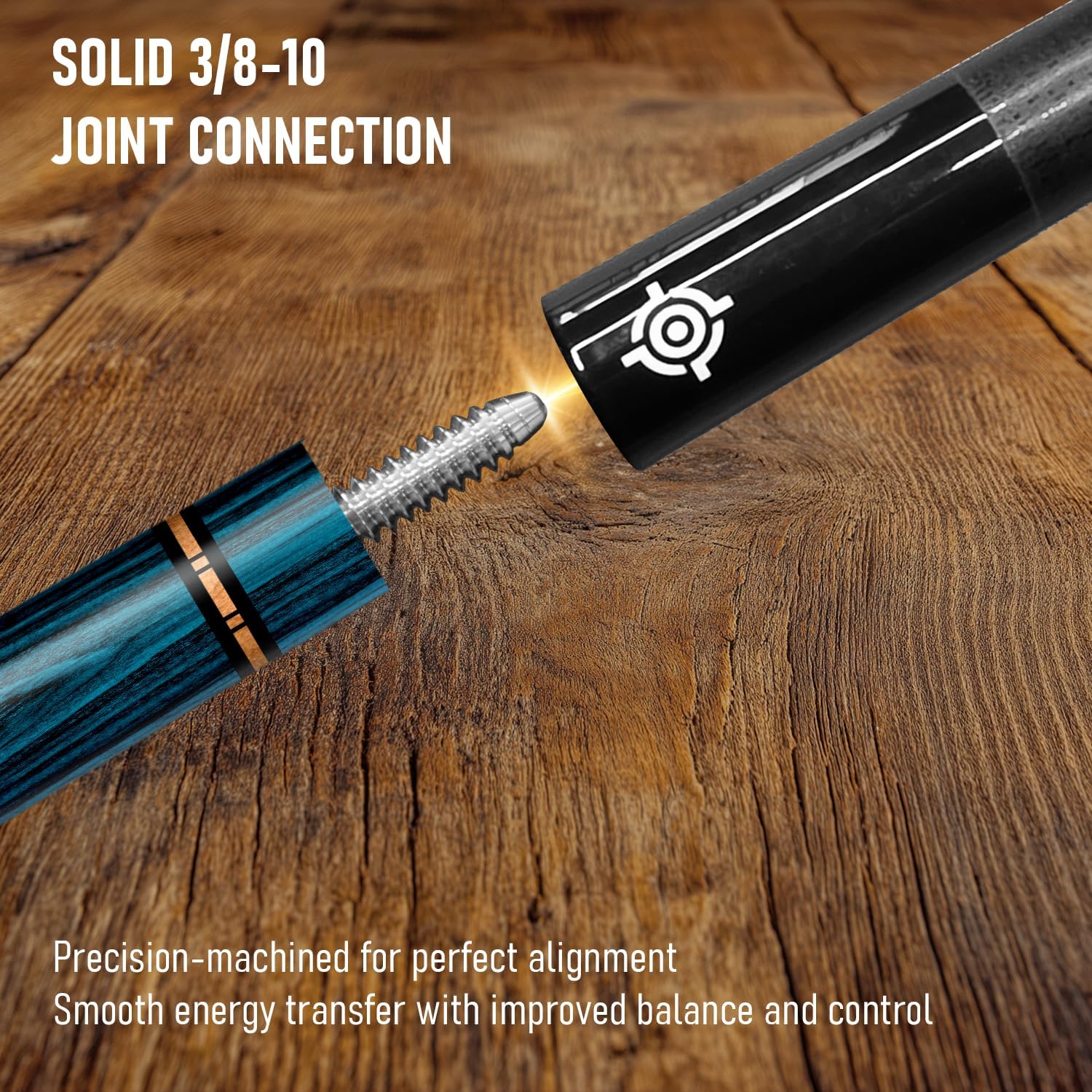 CUEBOTS Glass Fiber Cue, Glass Fiber House Cue Stick, Club Cue, Cue for Beginners, Durable Uni-QR, 3/8-10, 5/16-18 Joint, Long Lasting Glassfiber Shaft, 7-Layer Microfiber Tip