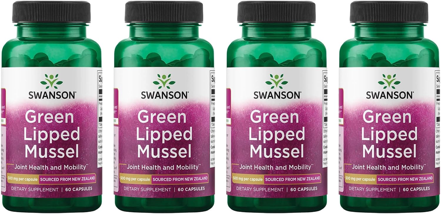 Swanson Green Lipped Mussel (Freeze-Dried) (500mg Each, 60 Capsules) | New Zealand Joint Health and Mobility Supplement, Natural Formula May Support Heart Health and Digestive Function