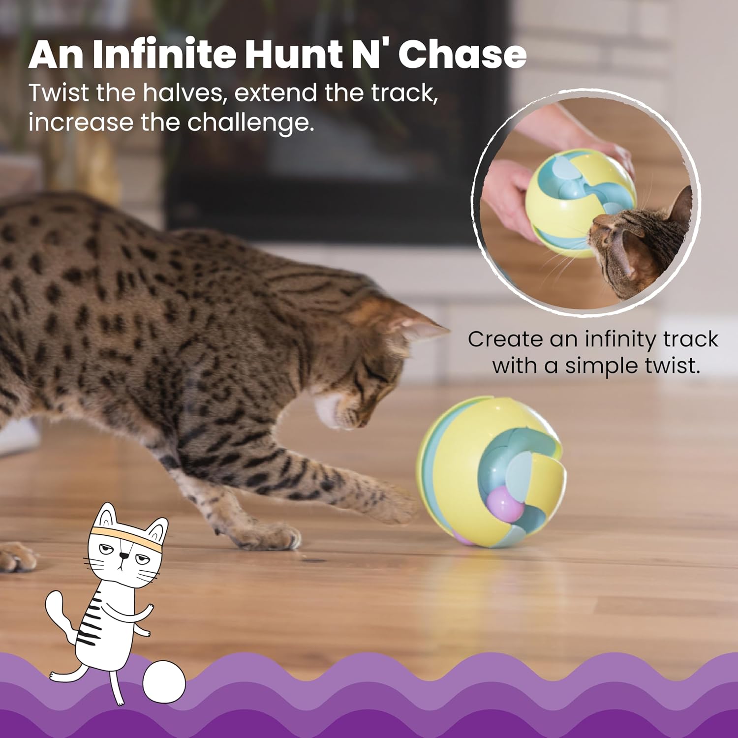 Catstages Tower of Tracks Cat Toy – 3-Level Track Tower with 6 Balls, Interactive Cat Toy for Indoor Enrichment