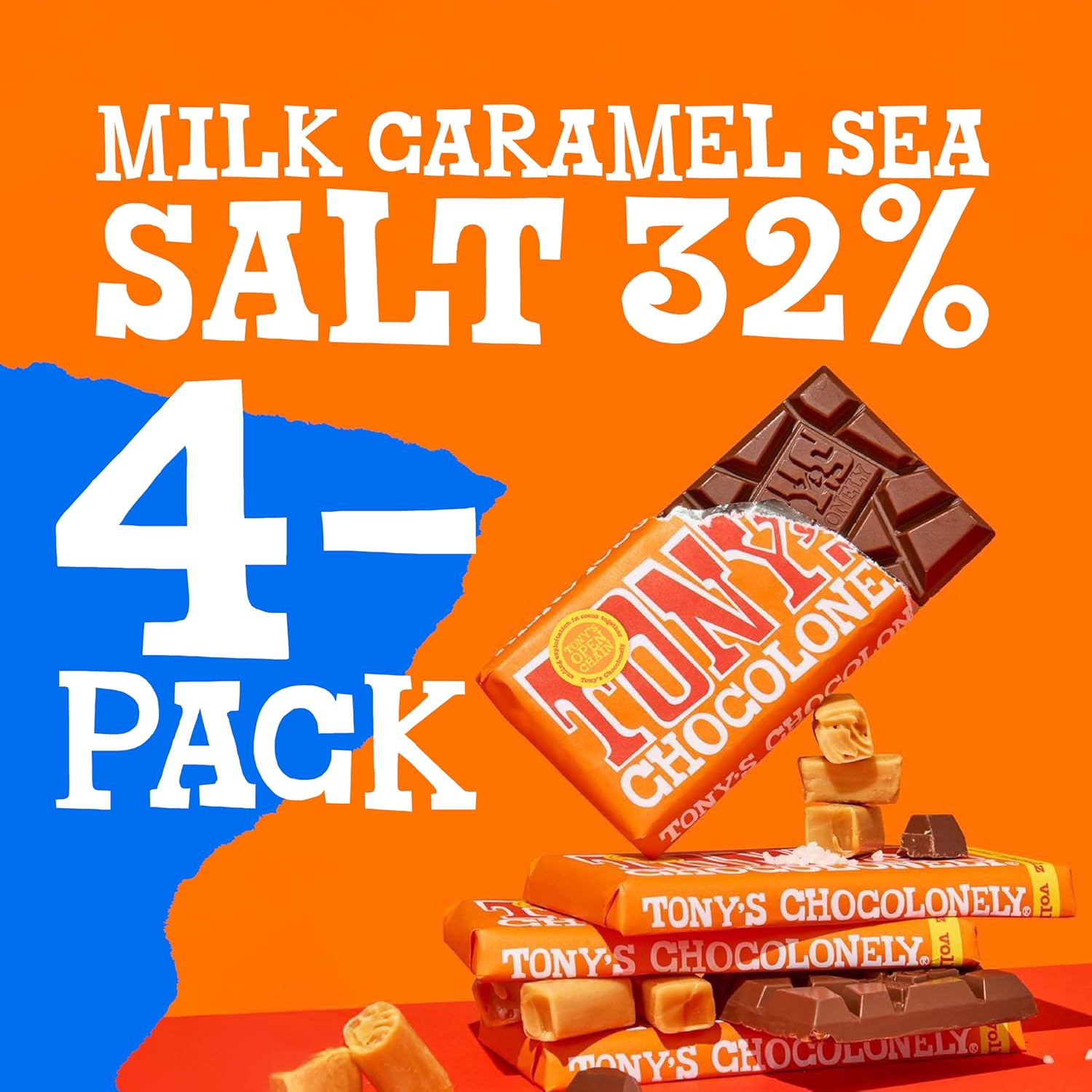 Tony’s Chocolonely Super Duper Milk Chocolate Candy Bar Bundle, Milk & White Chocolate With Sea Salt, Caramel, Pretzel Toffee, Almond, Hazelnut, Made From Quality Fairtrade Cocoa, 6 Bars, 6.35 Oz Each