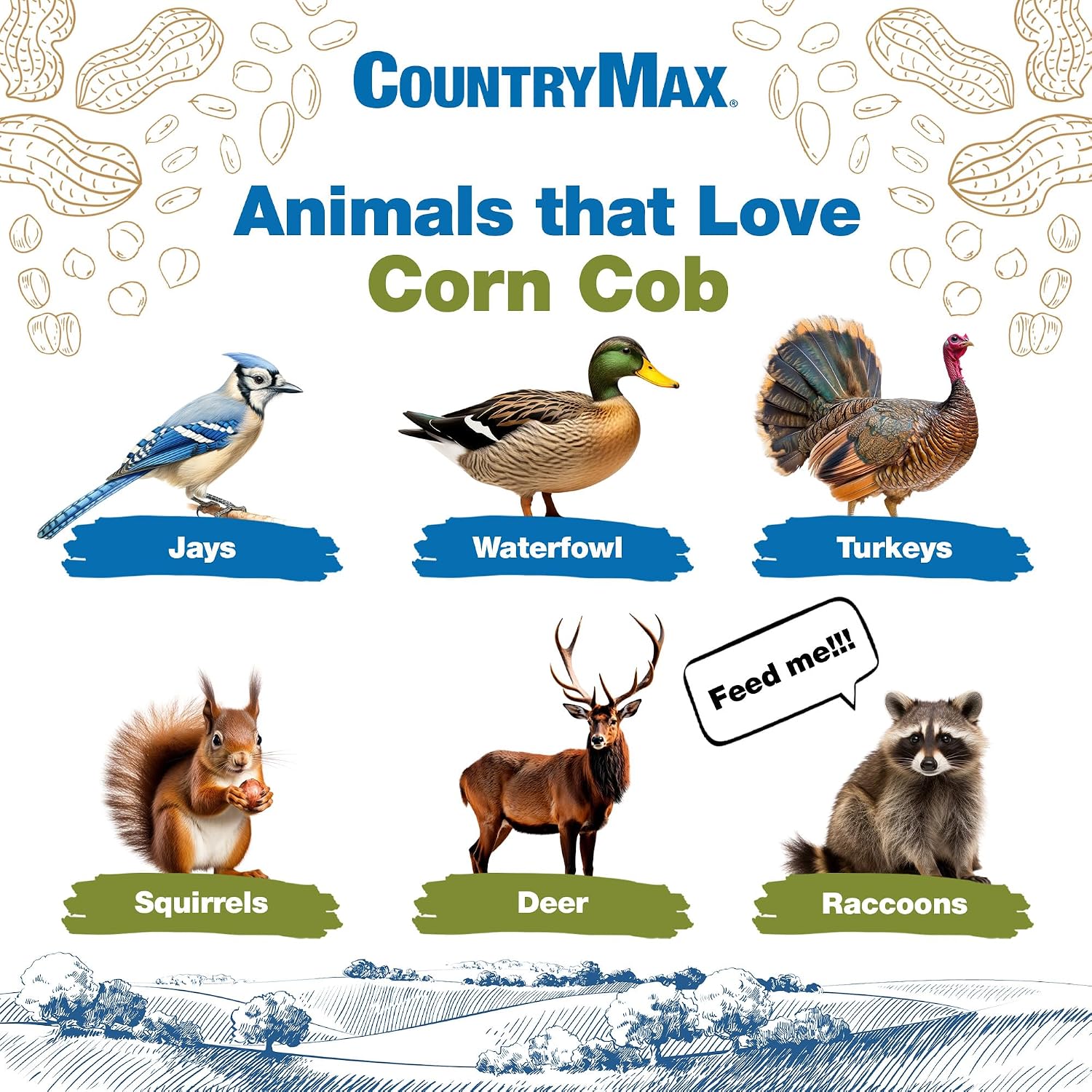 CountryMax 50LB Cracked Corn Chicken Feed, for Birds, Deer, Squirrels | High Energy, USA Sourced, Year-Round Feeding for Poultry, Wildlife, Birds. For Ground Feeding or Bird Feeders