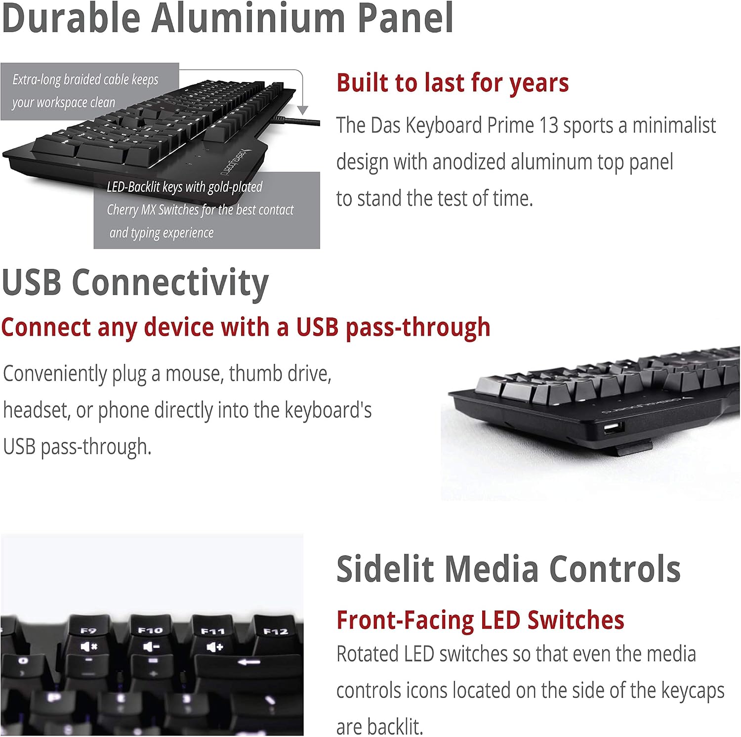 Das Keyboard 4 Professional Wired Mechanical Keyboard, Cherry MX Brown Mechanical Switches, 2-Port USB 3.0 Hub, Volume Knob, Aluminum Top (104 Keys, Black)