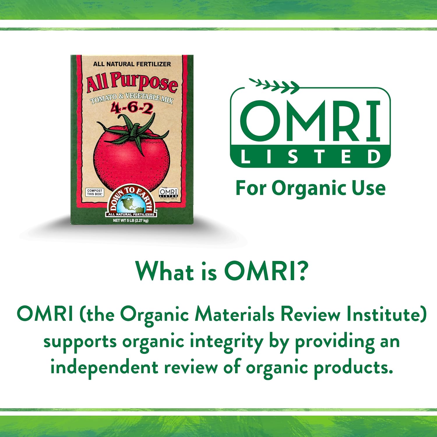 Down To Earth All Natural Fertilizers Organic All Purpose - 4-6-2, 25 lb | Plant Food for Tomatoes, Peppers, Eggplant, Squash, Herbs, Flowers