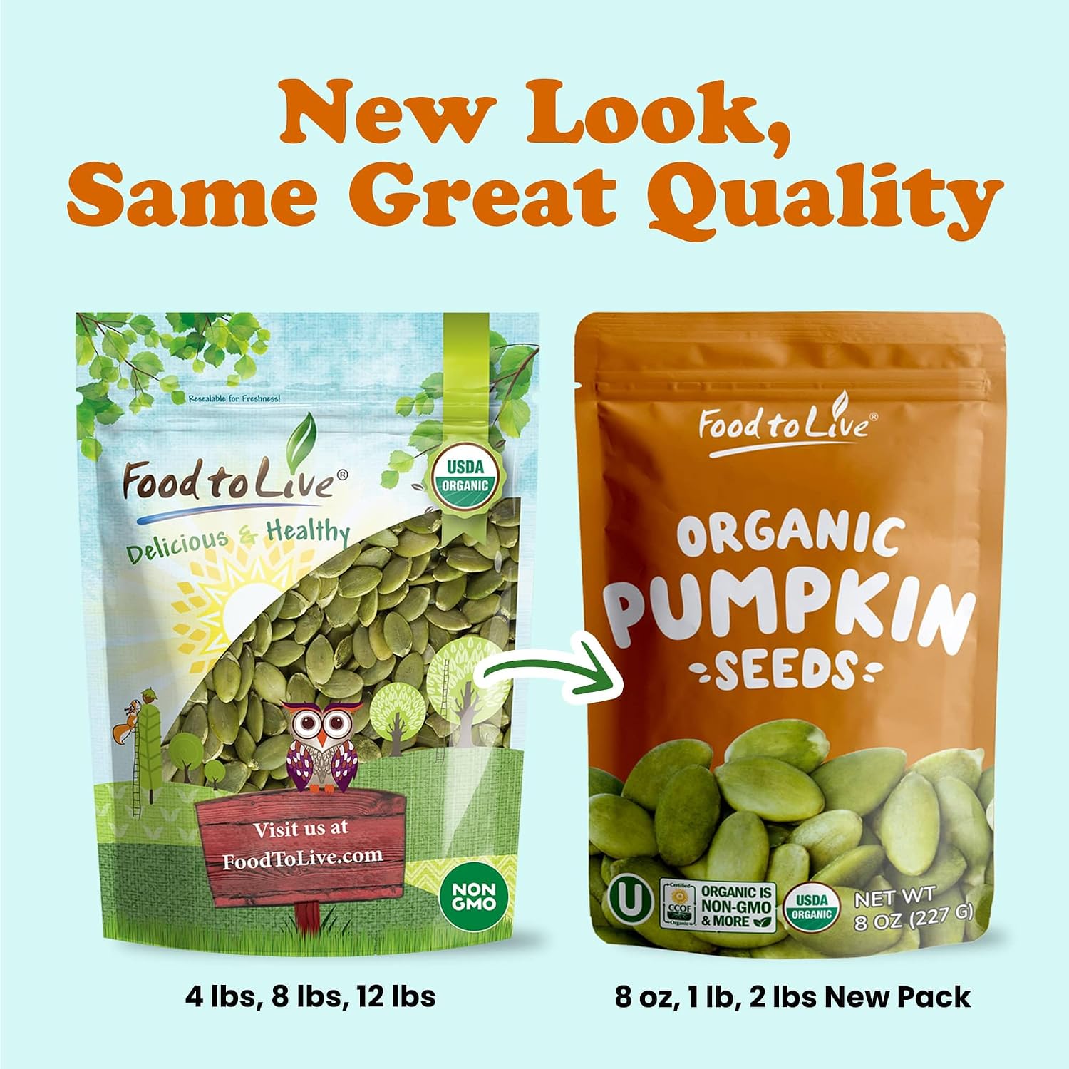 Food to Live Organic Raw Pepitas, 18 Pounds — Non-GMO, Pumpkin Seed Kernels, Unsalted, No Oil, No Shell, Vegan, Kosher, Bulk. Keto Snack.