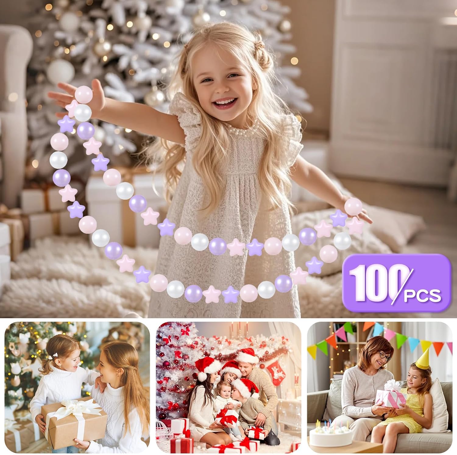 GOGOSO Ball Pit Balls 100 PCS for Toddles, Kids Plastic Balls for Ball Pit, Pool, Pink Party Accessories, Birthday Decoration
