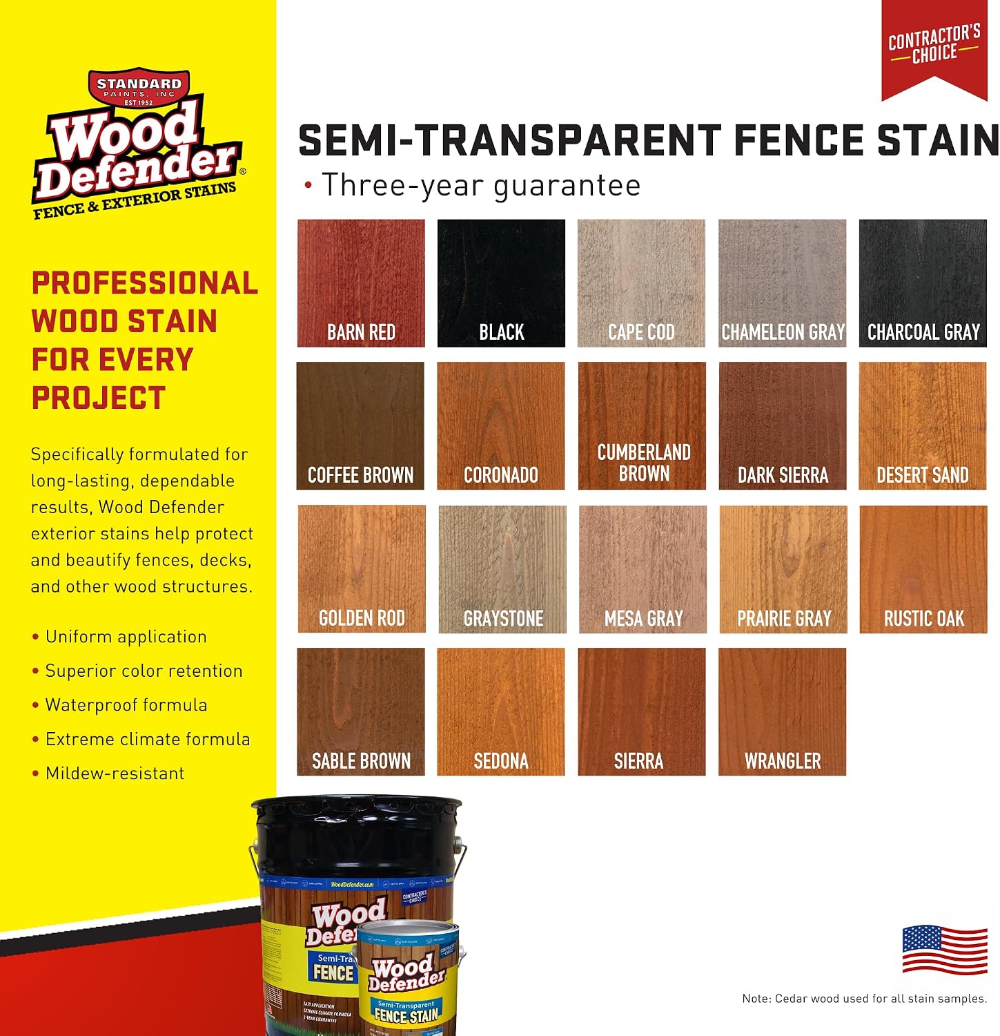 Wood Defender - Semi-Transparent Fence Stain- Sable Brown- 5 Gallon