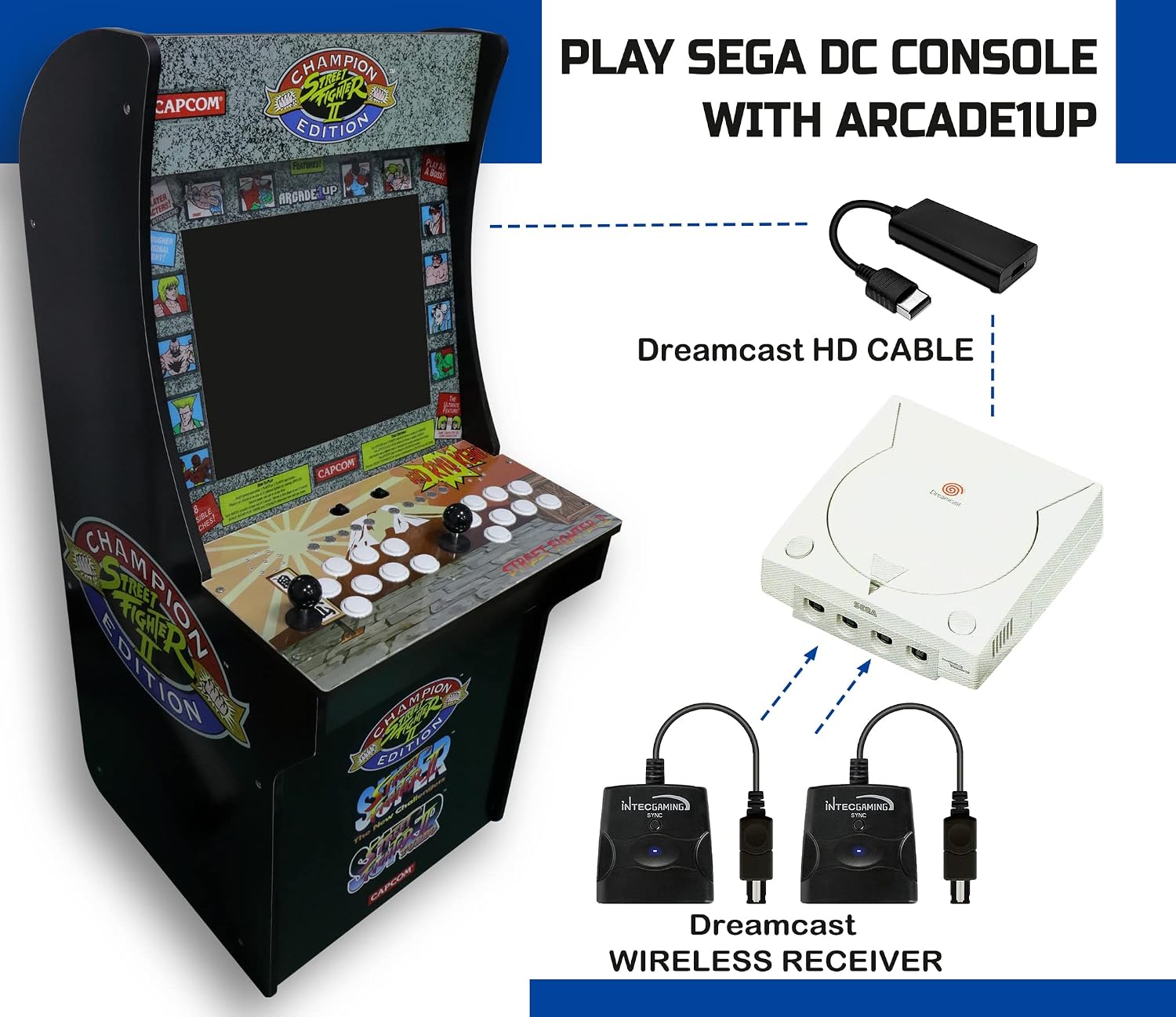 Sega Dreamcast DC Fighting Stick for Arcade1Up Cabinet, Play Sega Dreamcast DC on The Cabinet, Joysticks Specially Designed for Arcade1Up