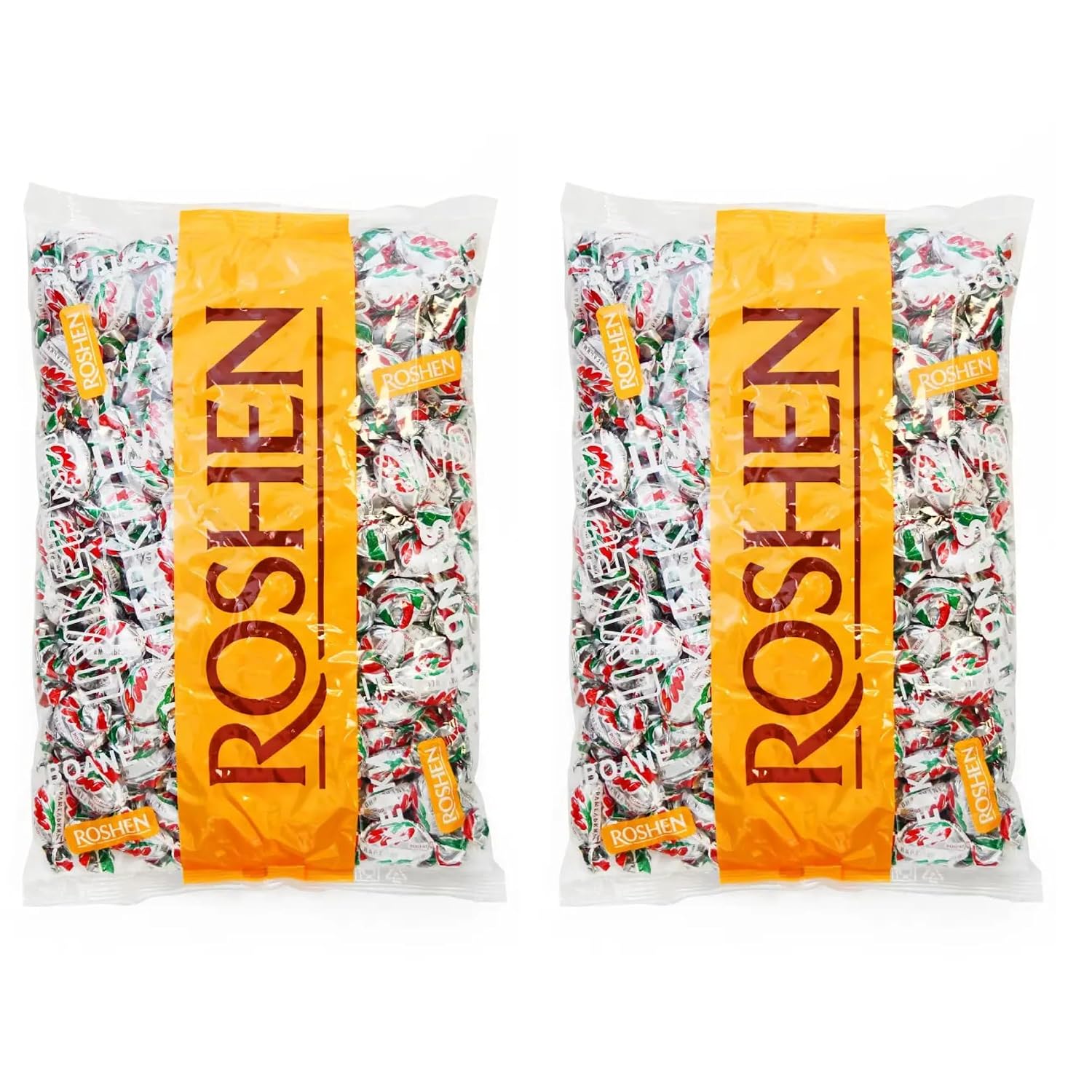 Roshen Citrus Mix Hard Candy – Assorted Fruit Flavors, Individually Wrapped, Bulk 2.2 lbs (1 kg) – Approx. 144 Pieces – Orange