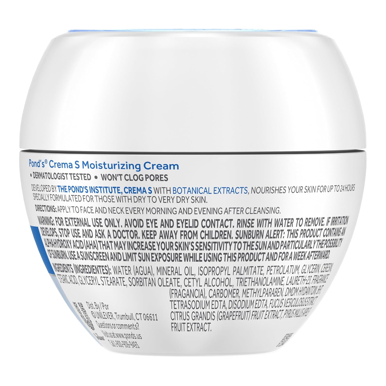 Pond's Nourishing Moisturizing Cream, Crema S, Fragrance Free, Ivory, 14.1 Oz