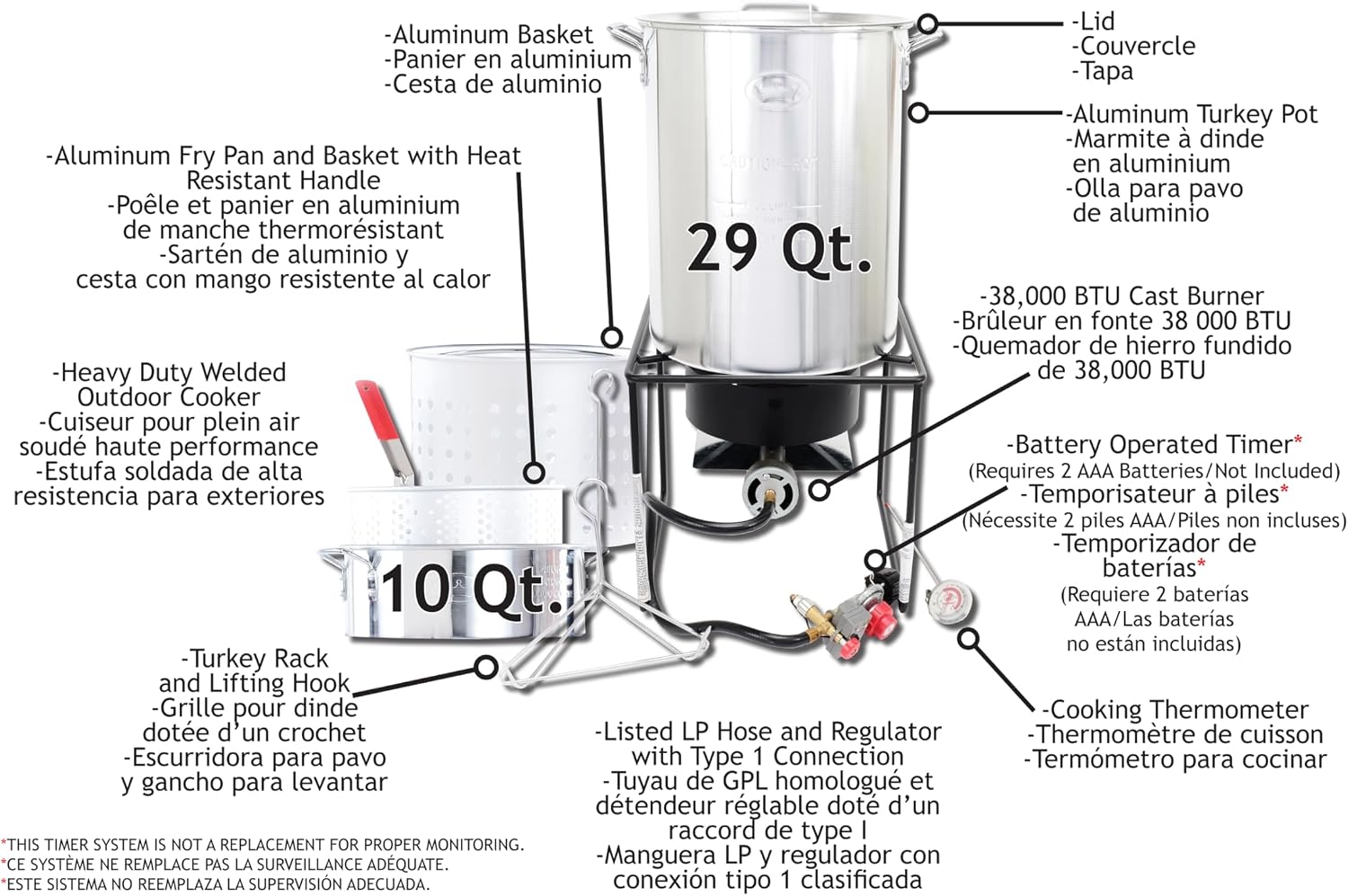 King Kooker Propane Outdoor Fry Boil Package with 2 Pots, silver, one size (12RTFBF3)