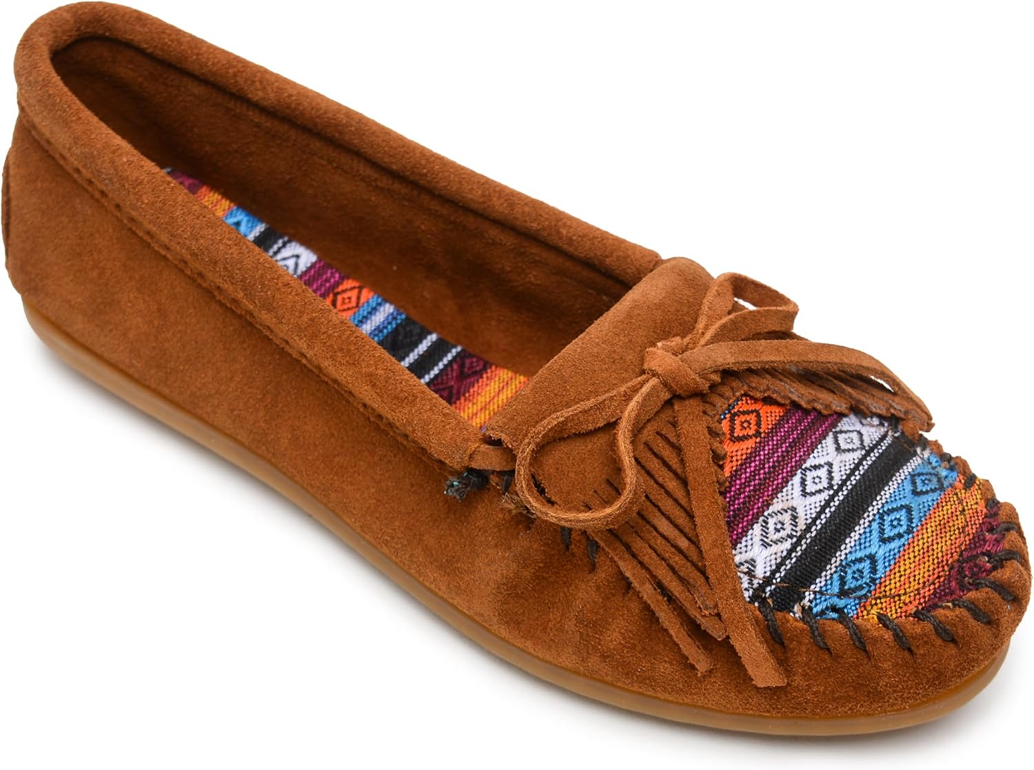 Minnetonka Women's Kilty Suede Hardsole Moccasin