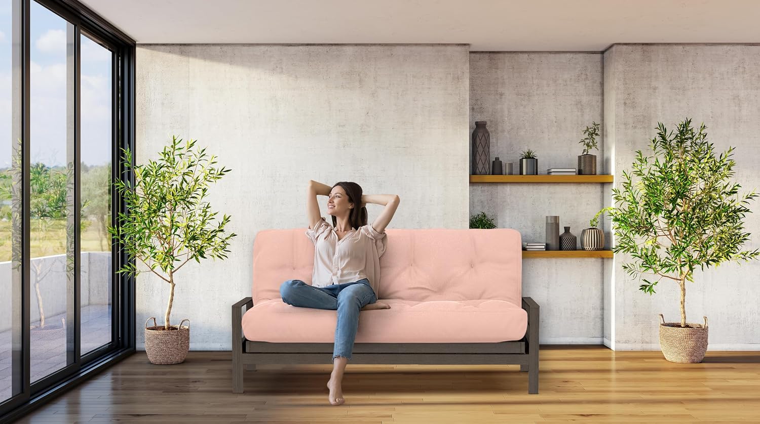 Royal Sleep Products by The Futon Factory 12 inch Foam Futon Mattress - Solid Black Fabric - Full Size - CertiPUR Certified Foams - Made in USA - (Frame not Included)
