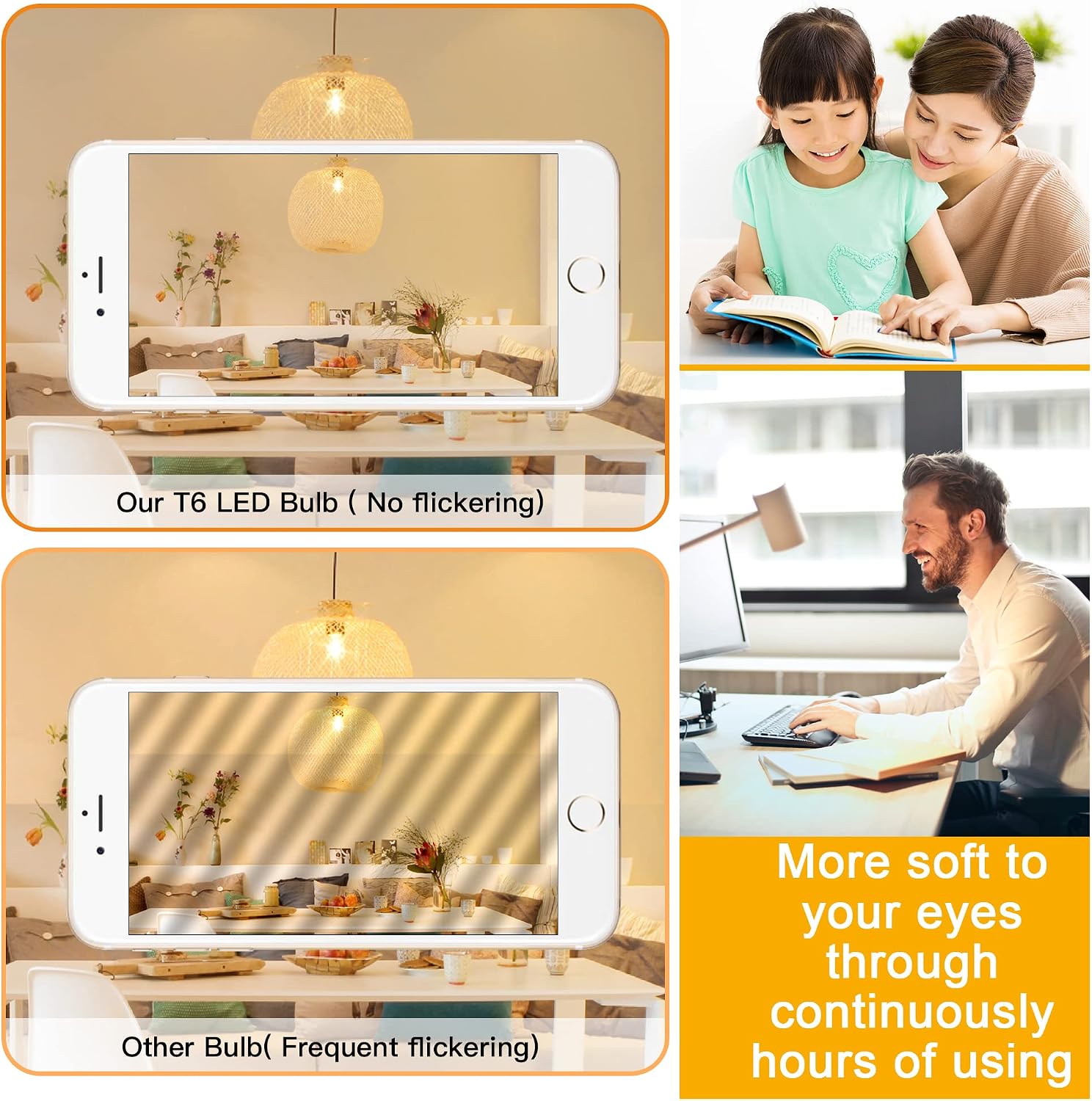 12 Pack E12 LED Edison Bulbs, 4W Dimmable T6, 2700K Warm White | Equal 40W, Dimmable T6 T25 LED Bulb, 420lm, No flicker, Candelabra light bulb for Chandelier, Ceiling Fan, Not E26 Base