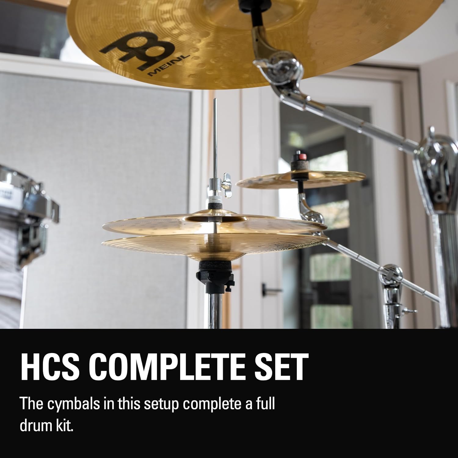 Meinl Cymbal Set Box Pack with 14” Hihats, 20” Ride, 16” Crash, Plus a FREE 10” Splash – HCS Traditional Finish Brass – Made In Germany