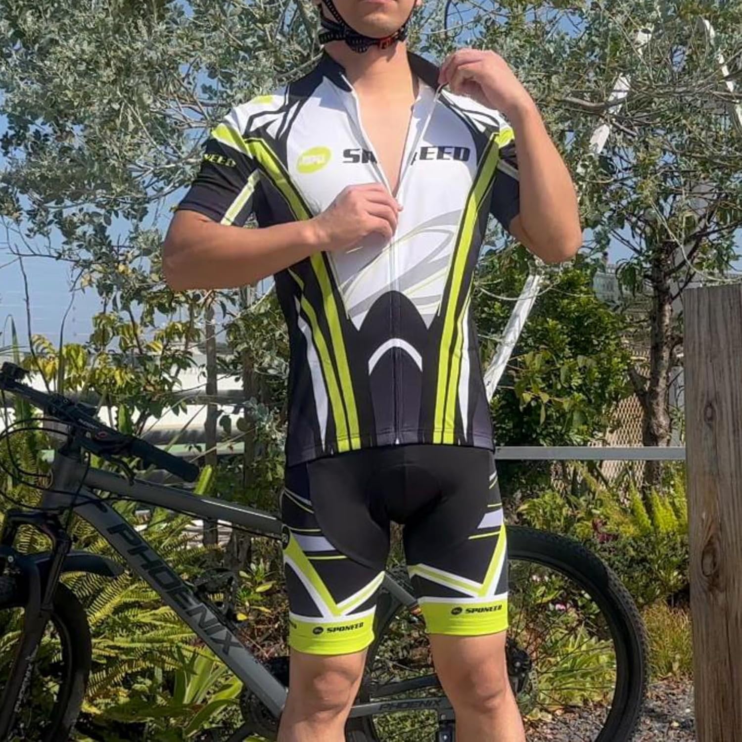 sponeed Men's Cycling Jersey and Bib Short Suit Bicycle Wear Padded Bike Tights