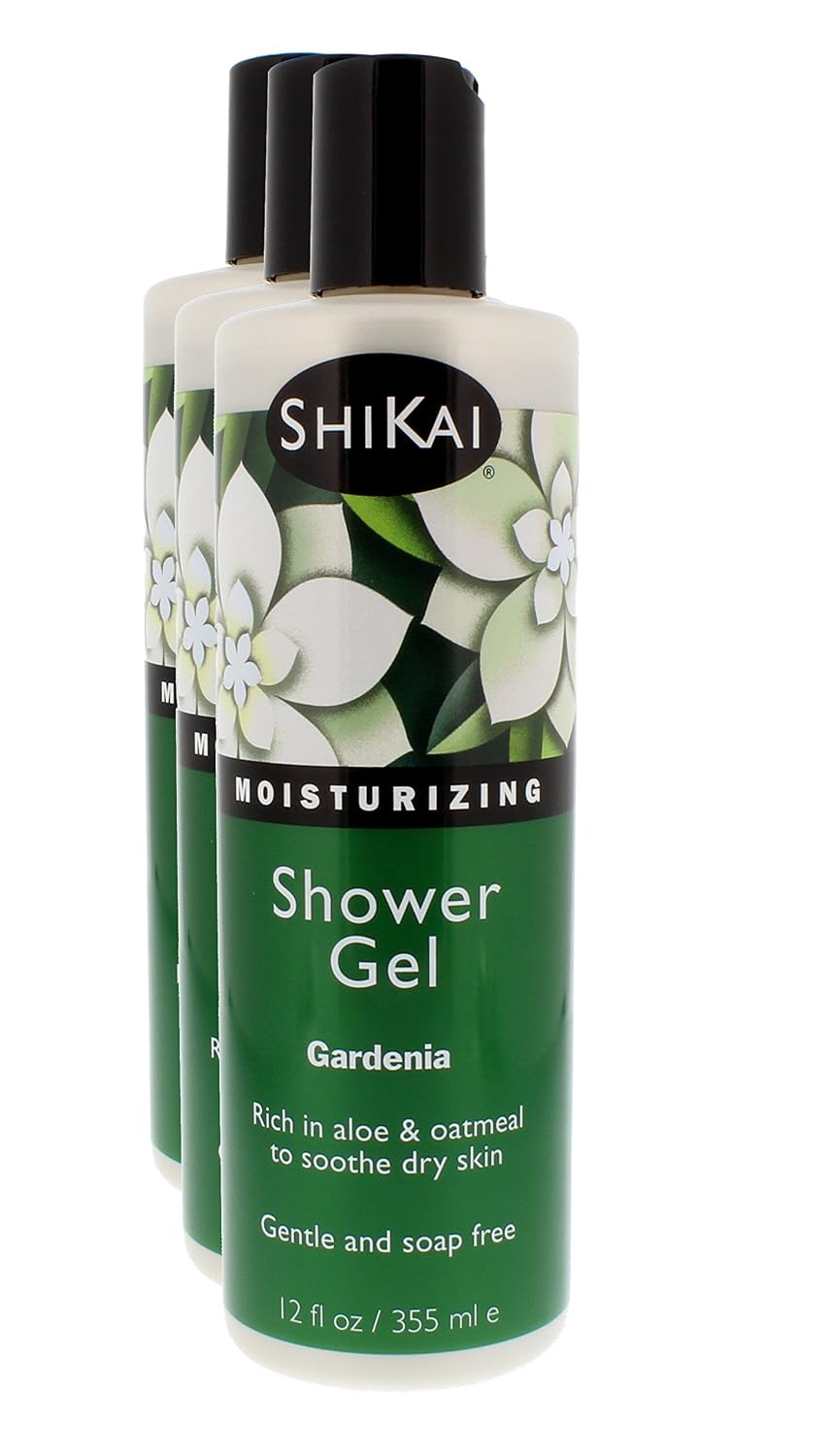 ShiKai Daily Moisturizing Shower Gel (Sandalwood, 12oz, Pack of 3) | Gentle Formula | Aloe Vera & Oatmeal for Soft, Healthy Skin | Dry Skin Relief