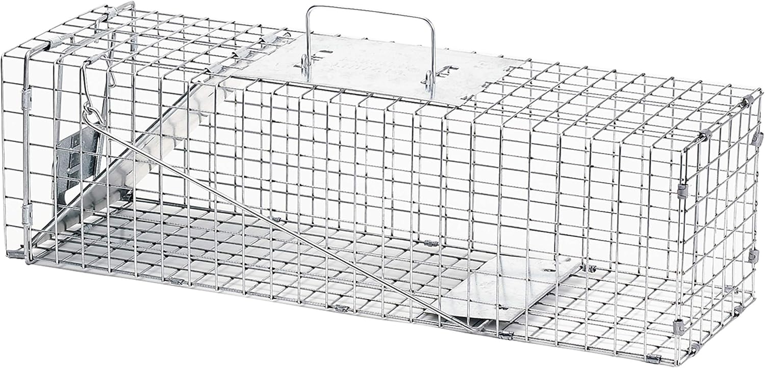 Havahart Medium 1-Door Live Animal Trap, Galvanized Steel Cage | Humane Catch and Release for Rabbit, Skunk, Mink, and Squirrel, Spring-Loaded Door