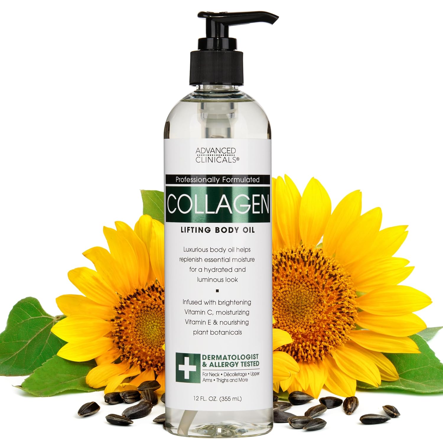 Advanced Clinicals Hydrating Collagen Oil For Body & After Shower | Visible Anti Aging Moisturizing Collagen Body Oil For Women & Men Helps Soften Appearance Of Crepe Skin & Wrinkles, 3.8 Fl Oz