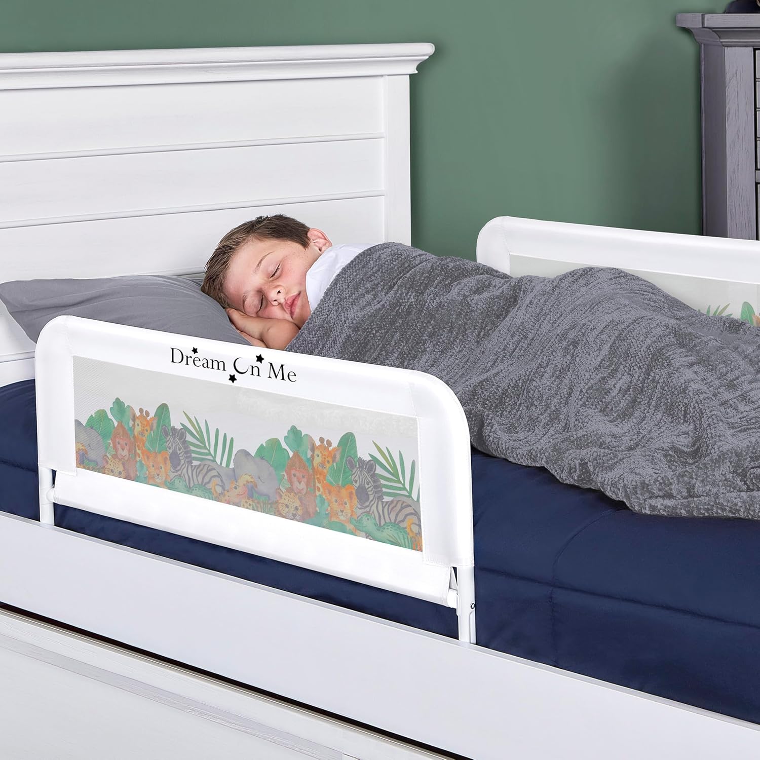 Dream On Me Lightweight Mesh Security Adjustable Bed Rail Double Pack with Breathable Mesh Fabric in White, 2 Count (Pack of 1)
