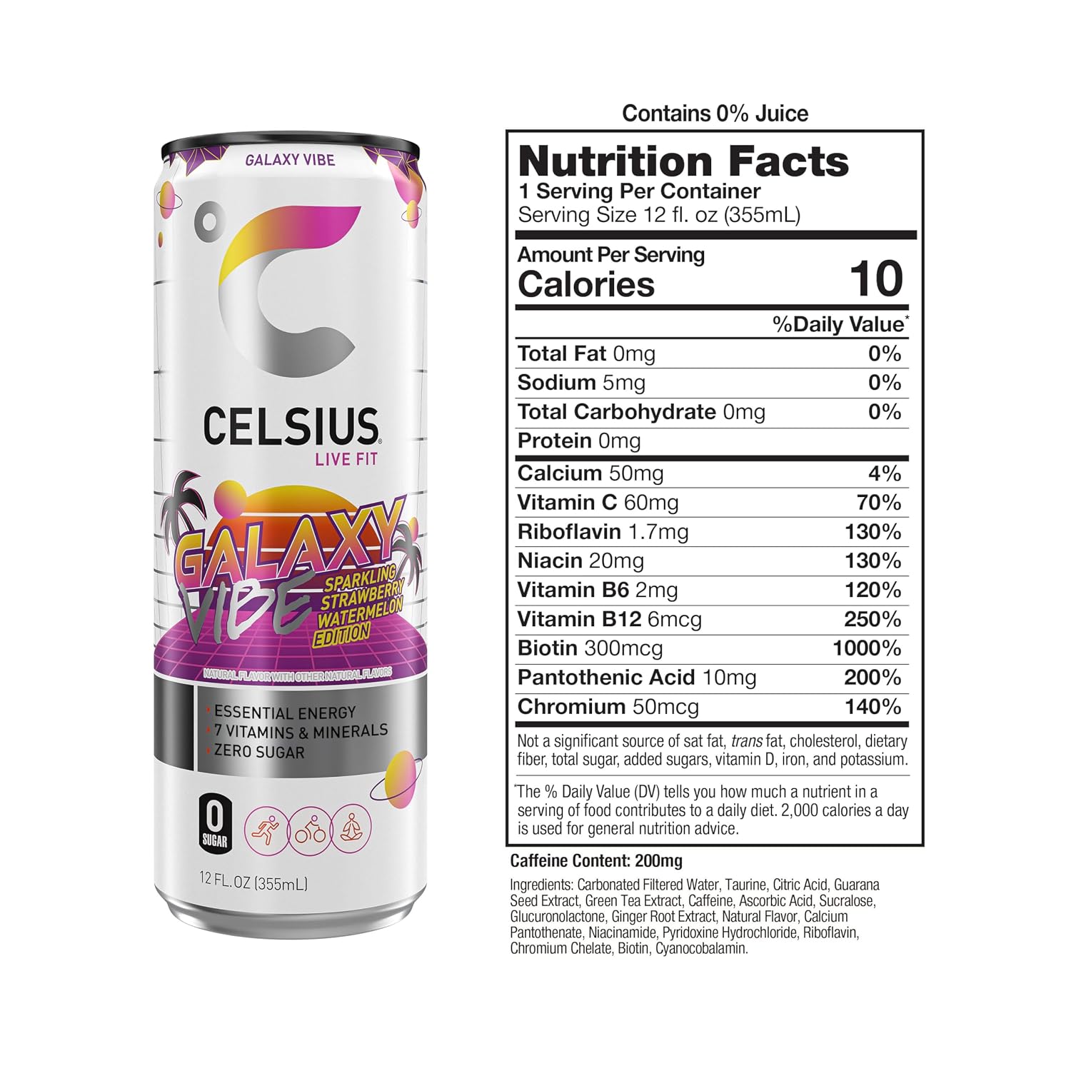 CELSIUS PEACH VIBE Sparkling White Peach, Sugar Free Energy Drink, 12 Fl Oz (Pack of 12)