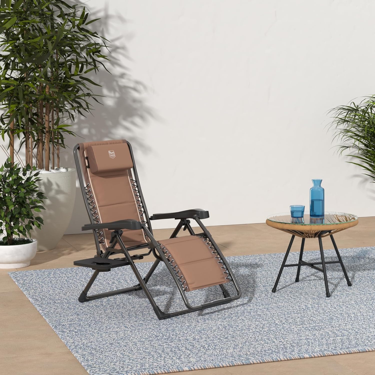 TIMBER RIDGE Zero Gravity Chairs, Folding Recliner Chair Padded with Cup Holder and Headrest