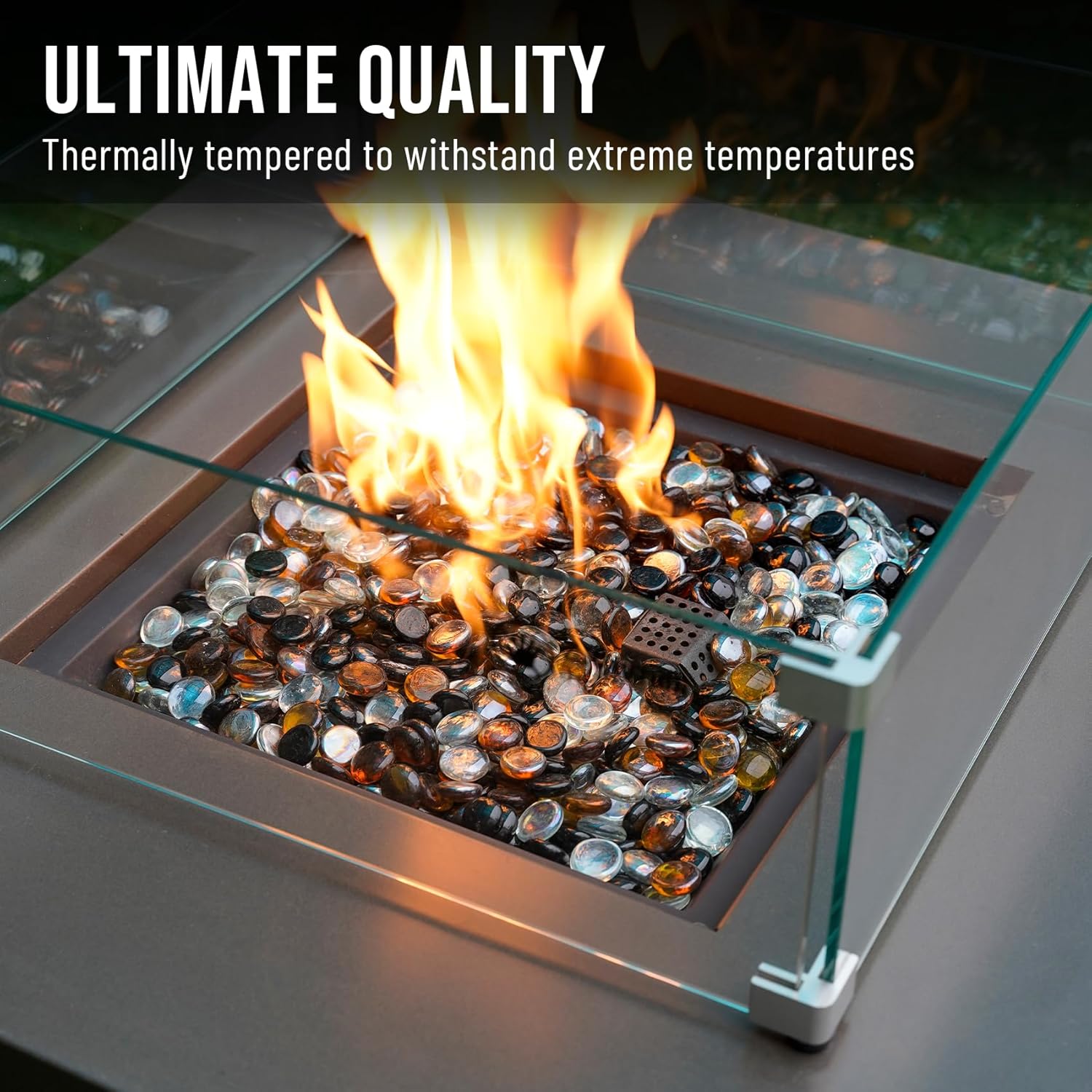 Skyflame 10-Pound Fire Glass Beads for Fire Pit Fireplace, Onyx Black