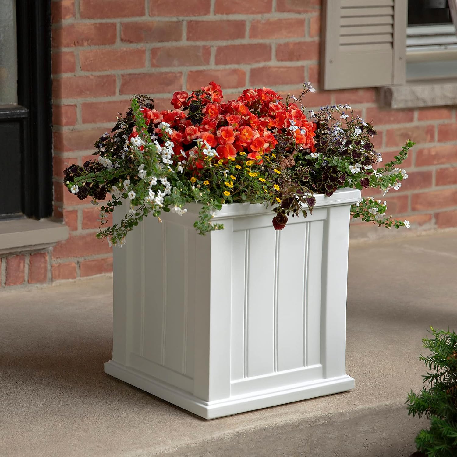 Mayne Cape Cod 14in Self-Watering Square Planter, Black | Self-watering, All season, Fade resistant, Double-wall design, 15-year warranty