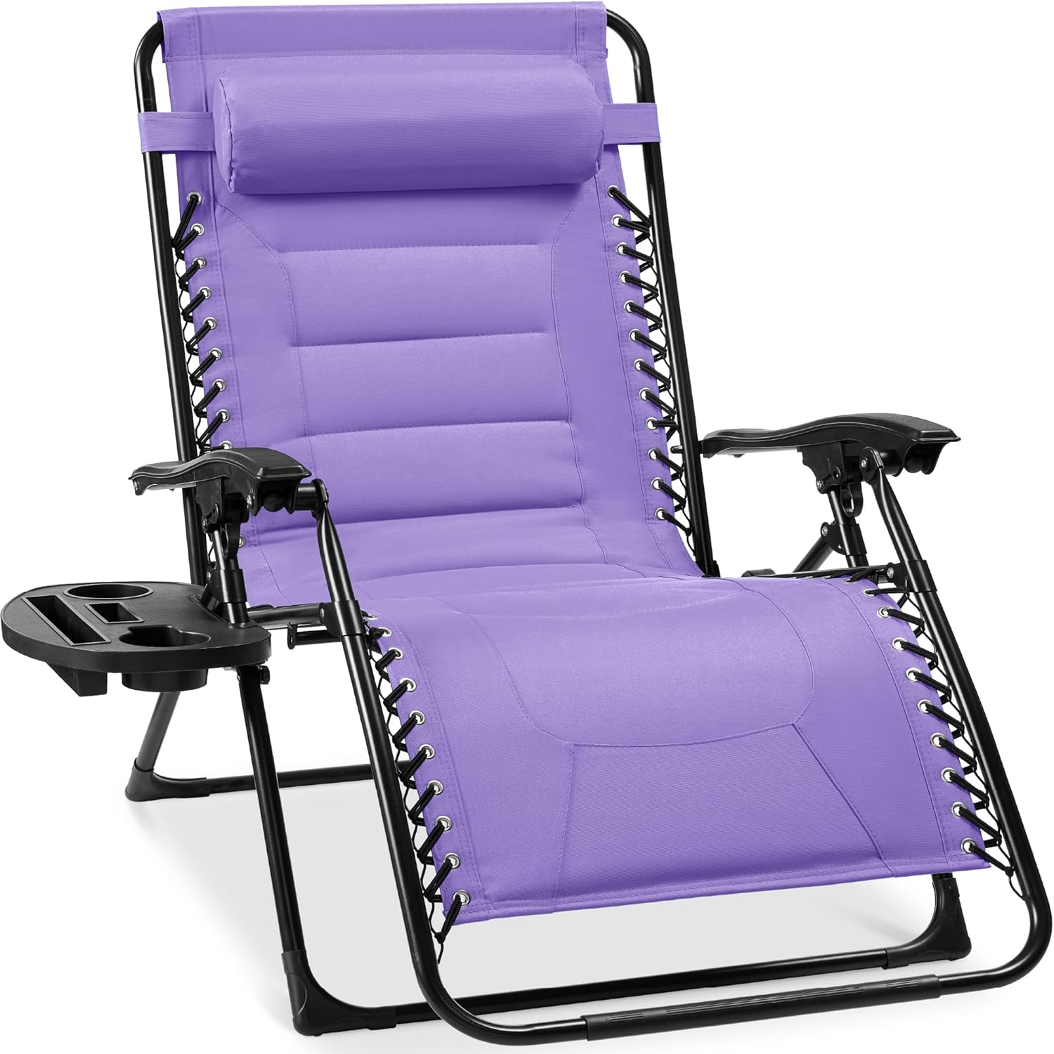Best Choice Products Oversized Padded Zero Gravity Chair, Folding Outdoor Patio Recliner, XL Anti Gravity Lounger for Backyard w/Headrest, Cup Holder