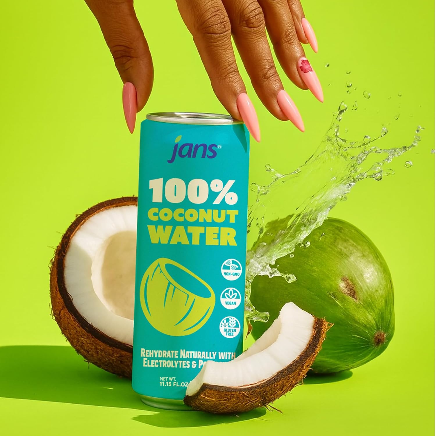 Jans 100% Coconut Water With Pulp, Unsweetened, 16.57 Fl Oz, Pack of 12