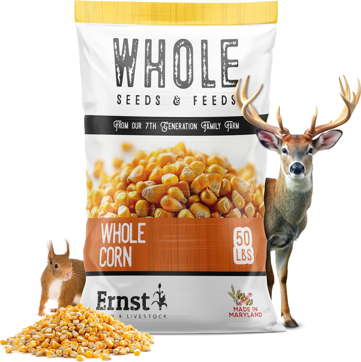 Ernst Grain & Livestock Whole Corn – Perfect Feed for Deer, Squirrels, Chickens, Ducks, Rabbits, Geese, and More! (46 Pound)