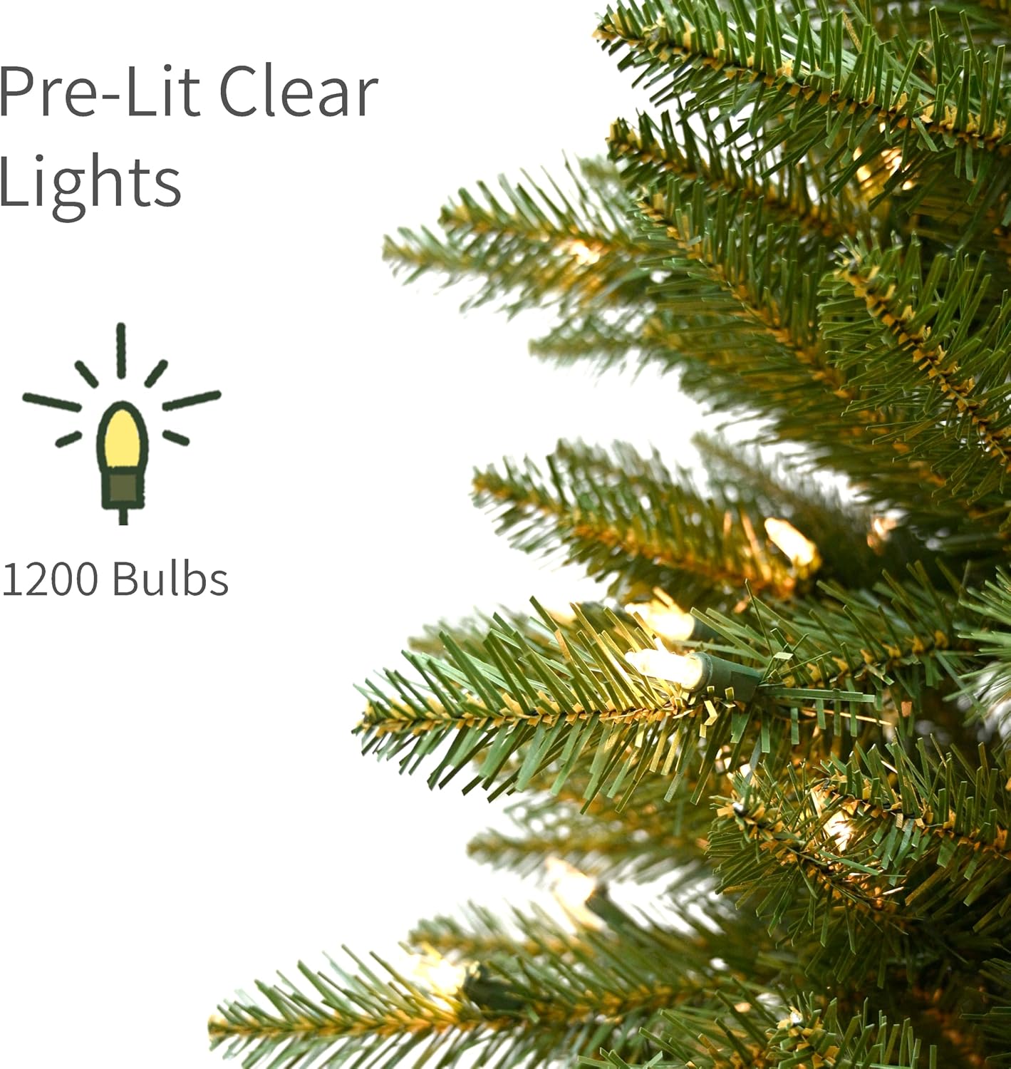 Puleo International 7.5ft Pre-Lit Slim Fraser Christmas Tree with 500 Warm White LED Lights, 1453 Realistic Dense Branch Tips, Easy Setup Artificial Trees with Sturdy Metal Stand