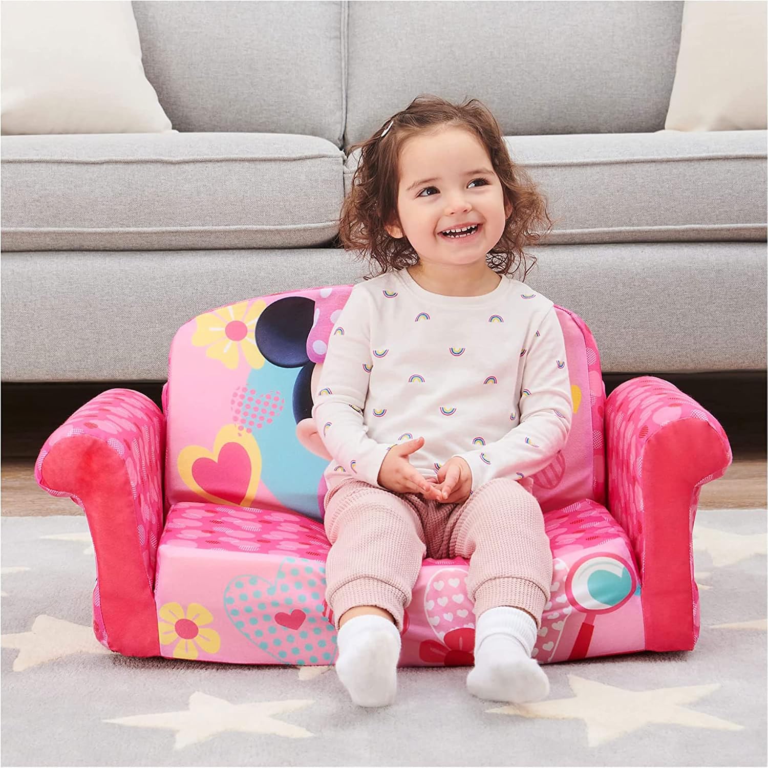 Marshmallow Furniture, Children's 2 in 1 Flip Open Foam Sofa, Minnie Mouse, by Spin Master | Pullout Foam Sleeper for Folding Lounging, Sitting, and Napping for Toddlers & Kids, Bedroom and Playroom Use