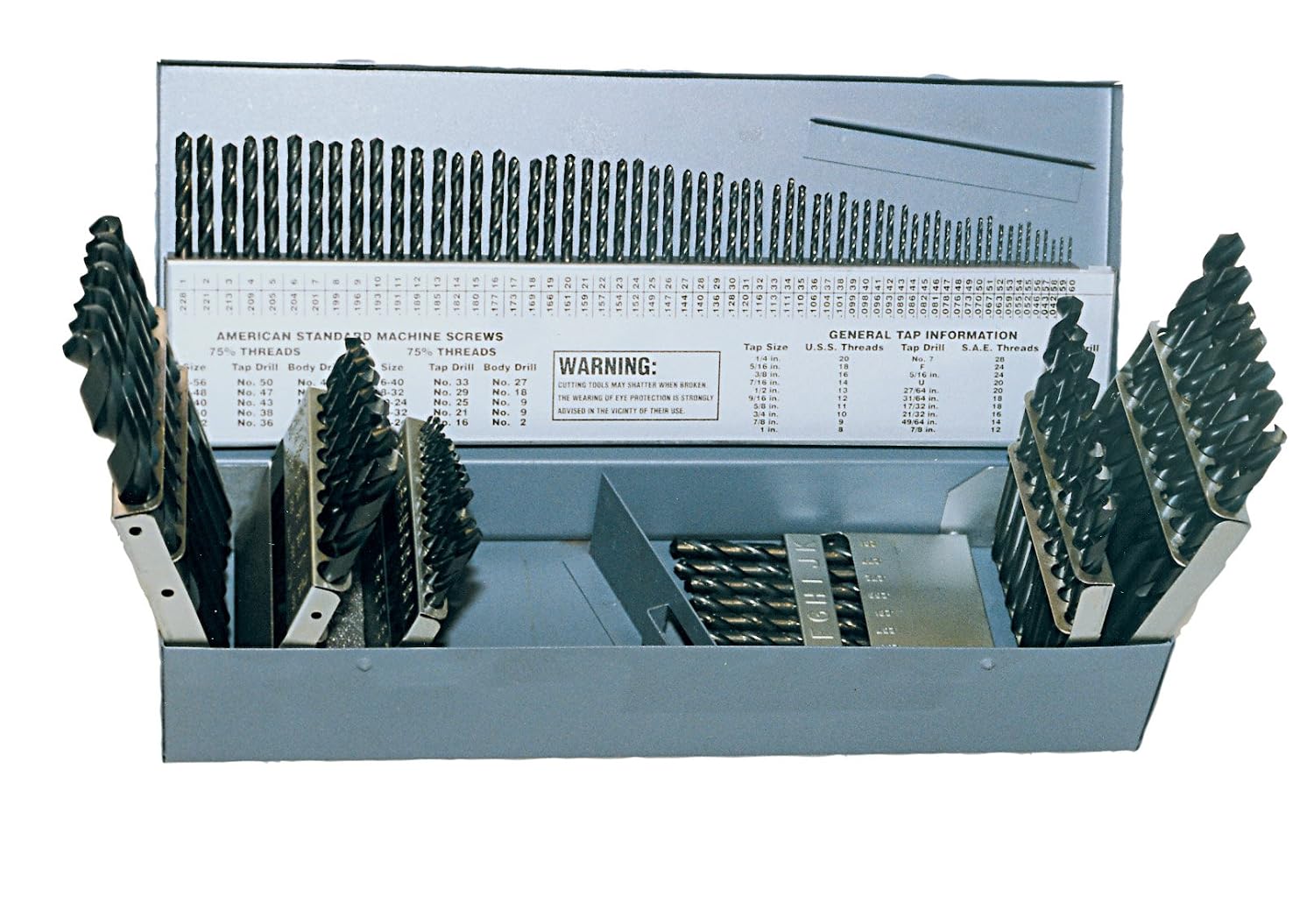 "C21127 Style 1899 High Speed Steel General Purpose Jobber Length Drill Set, Steam Oxide Finish, 1/16"" - 1/2"" Size, 115 Pieces"