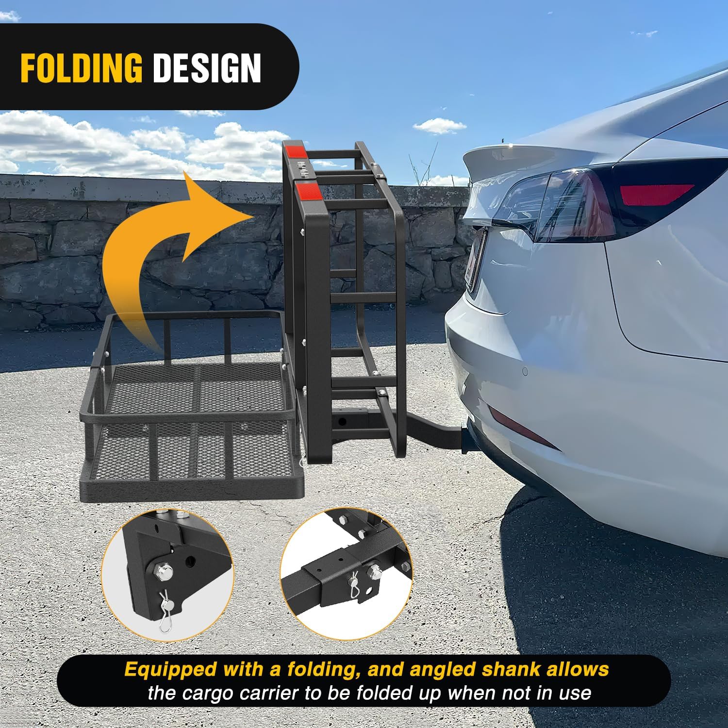 Nilight 32”×26”×4” RV Bumper Mounted Cargo Rack Carrier with Net Fits 4-inch or 4-1/2-inch Bumpers Heavy Duty Luggage Holder Basket for RV Camping Traveling Capacity 350LBS