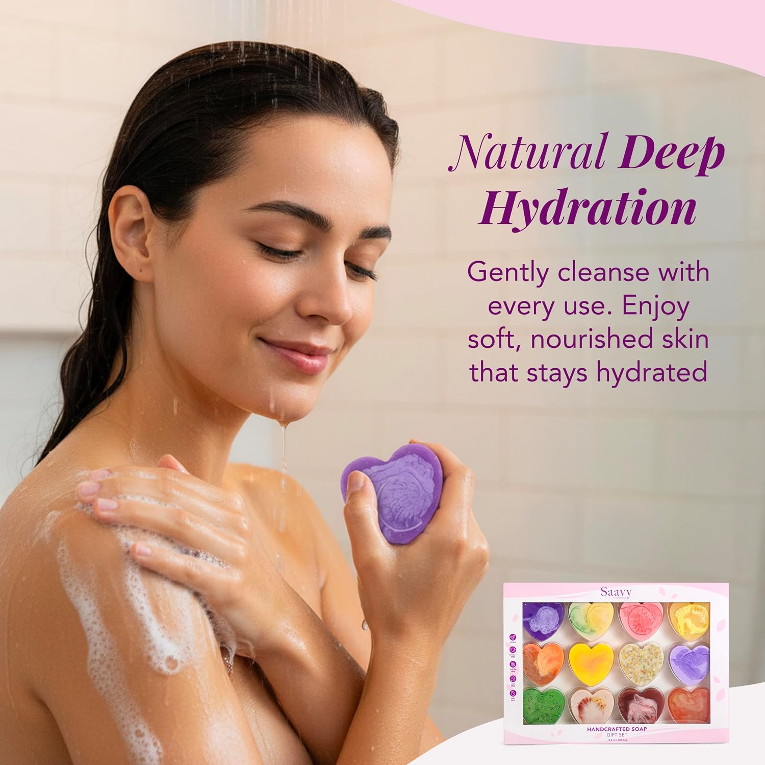 Saavy Naturals Hydrating & Purifying Mini Soap – Plant-Based, Nourishing & Moisturizing Bar Soap Gift Set for Men & Women – Mini Square Shaped Artisan Bar Soaps, 10 pack