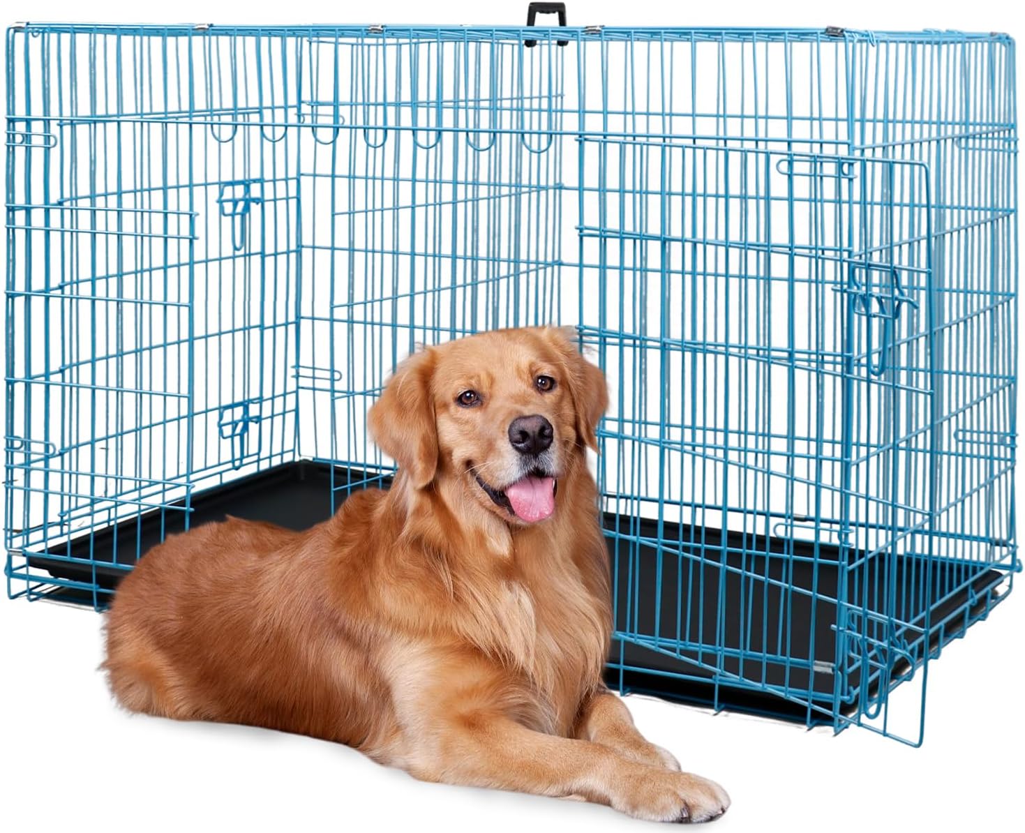 BestPet | Dog Crate | 48" | Black | Foldable Metal Kennel with Double Doors