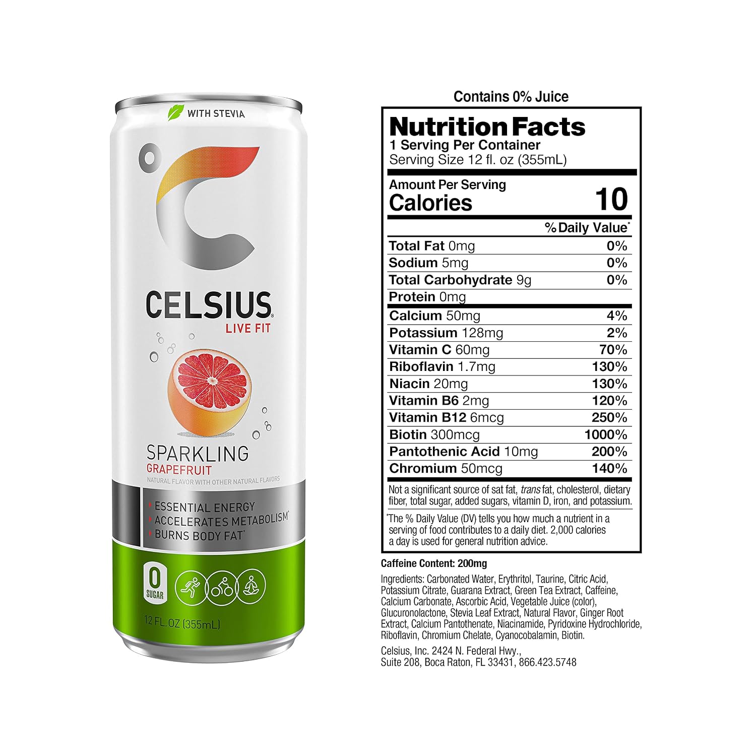 CELSIUS Sparkling Orange, Sugar Free Energy Drink, 12 Fl Oz (Pack of 4)