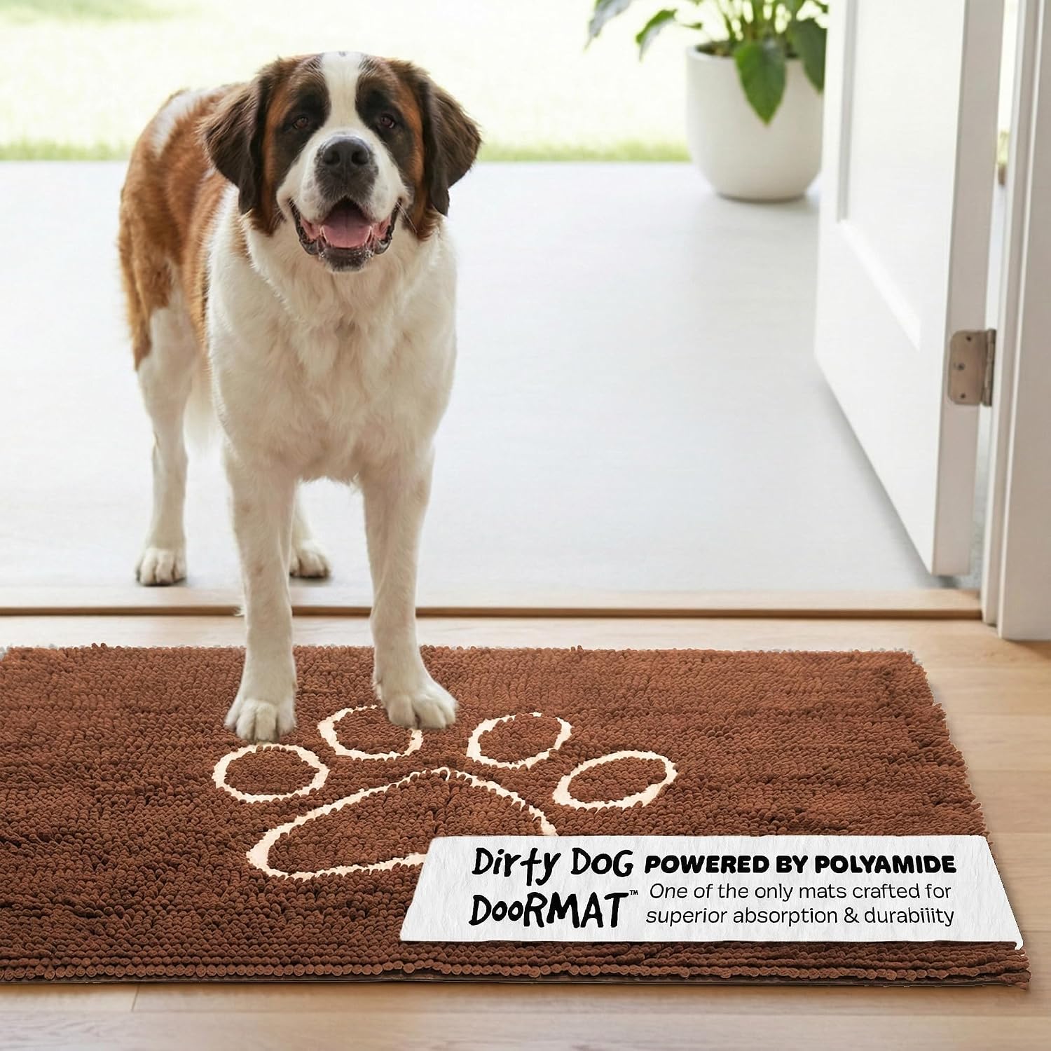 Dog Gone Smart Dirty Dog Doormat - Fast Drying Rug with Super Gripper Backing for Clean Floors - Super Absorbent and Machine Washable Mat for Muddy Paws - Grey
