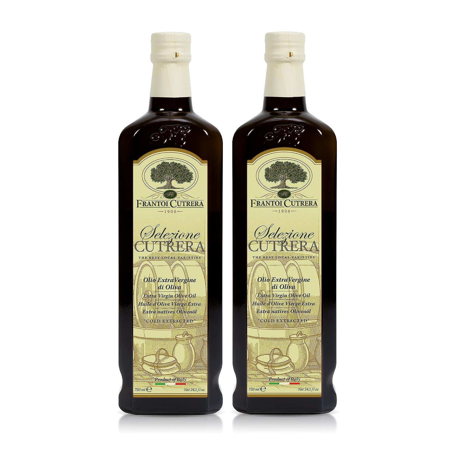 Frantoi Cutrera - Selezione - Extra Virgin Olive Oil from Italy, Sicilian Pure EVOO, Premium 2022/23 Early Harvest First Cold Pressed, Olive Oil High in Polyphenols, 24.5 fl oz (Pack of 1)