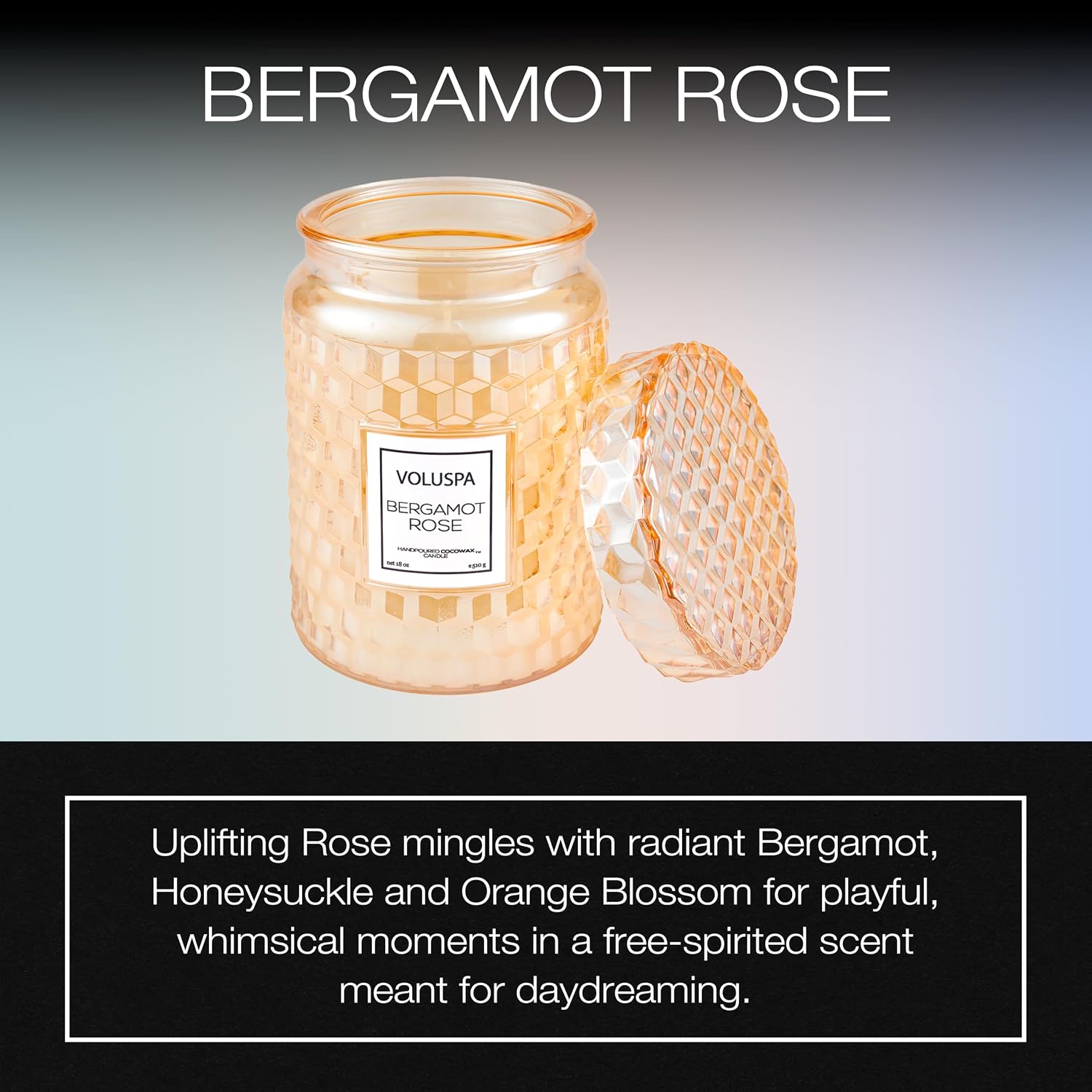 Voluspa Milk Rose, Large Candle Jar, 18 Ounce, 100 Hour Burn Time, Coconut Wax for Clean Burning, Handcrafted in the USA