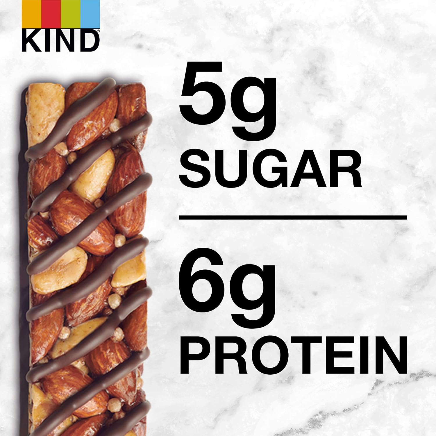 KIND Healthy Snacks Bars, Dark Chocolate Nuts & Sea Salt, Gluten Free, Low Sugar, High Fiber Snacks, 6g Protein, 12 Count