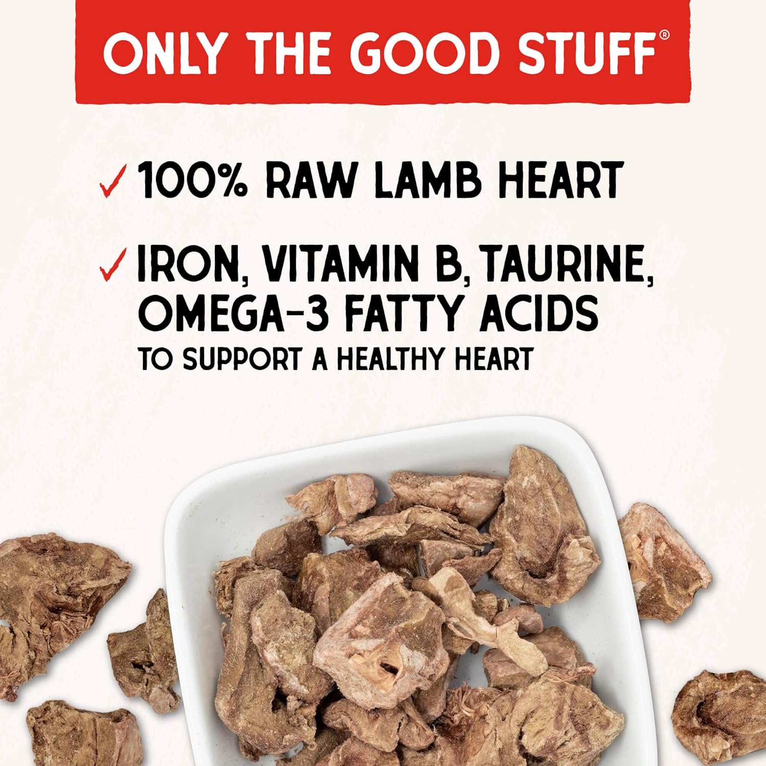 Stella & Chewy's Freeze-Dried Raw Lamb Heart Dog Treats - Single Ingredient, No Additives - Premium Training Treats - Perfect For Picky Eaters - 3oz Bag